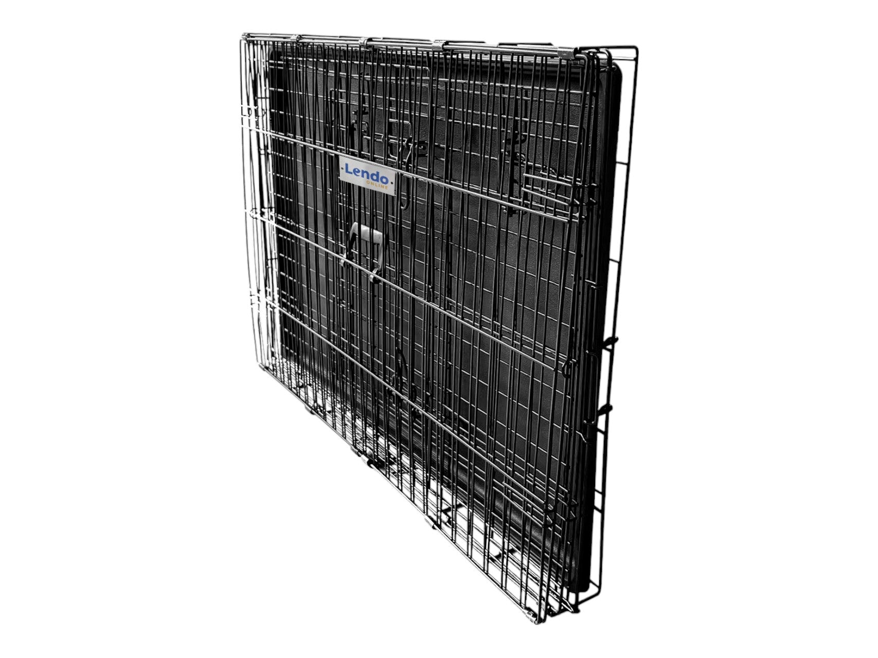 Lendo Online Hondenbench met onderbak opvouwbaar 90x60x67cm zwart staal