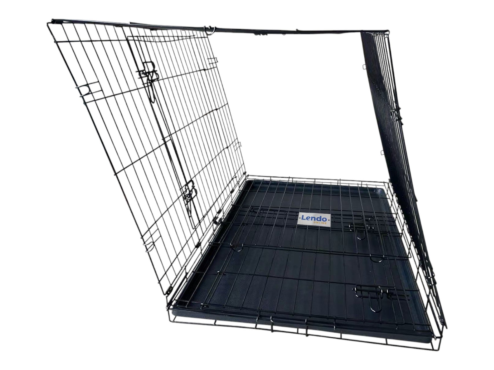 Lendo Online Hondenbench met onderbak opvouwbaar 90x60x67cm zwart staal