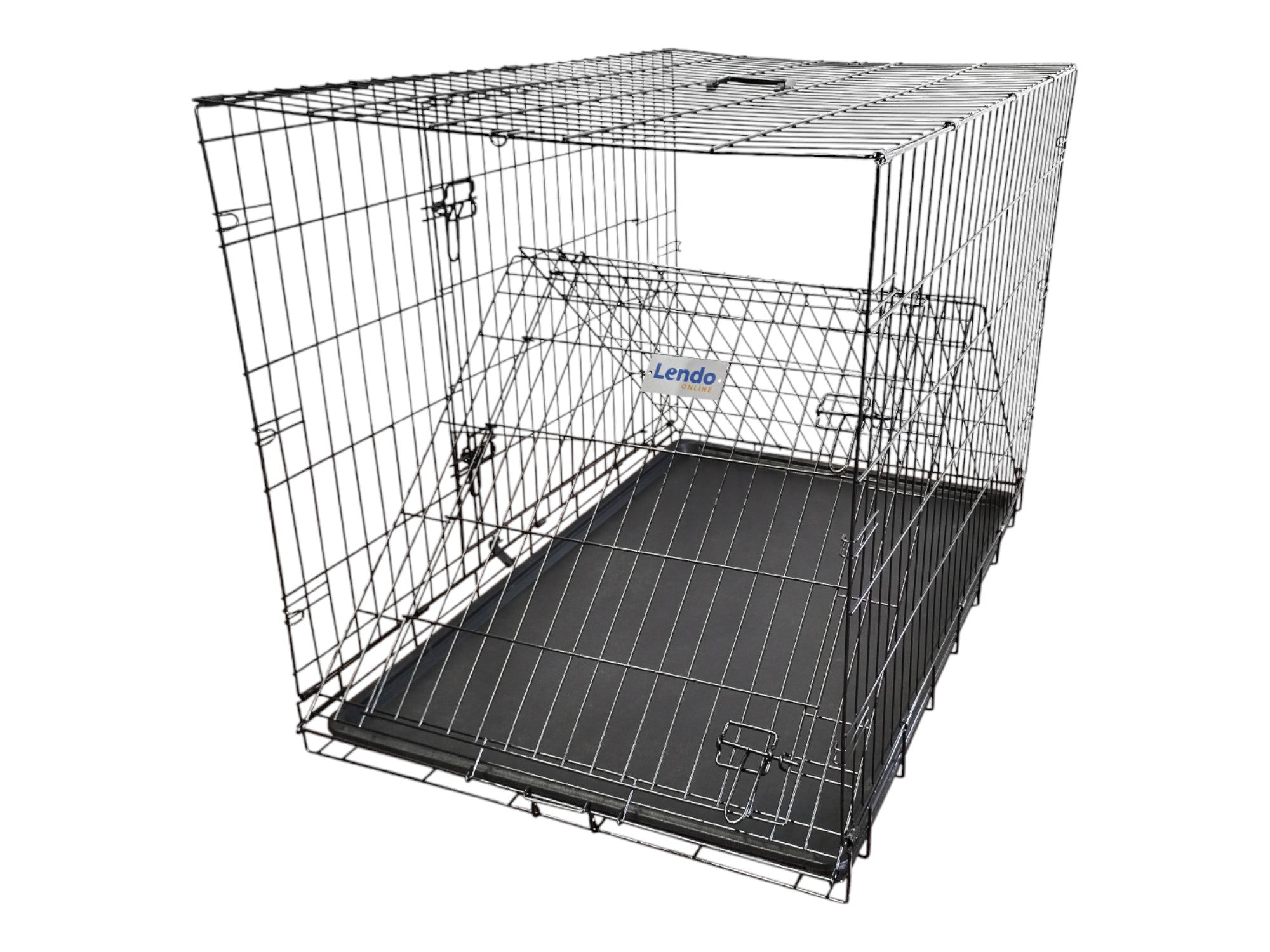 Lendo Online Hondenbench met onderbak opvouwbaar 107x71x78cm zwart staal