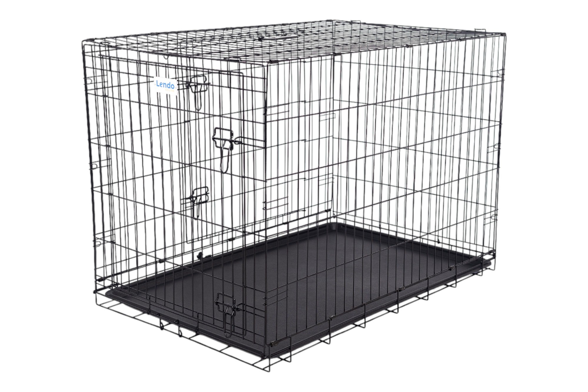 Lendo Online Hondenbench met onderbak opvouwbaar 107x71x78cm zwart staal