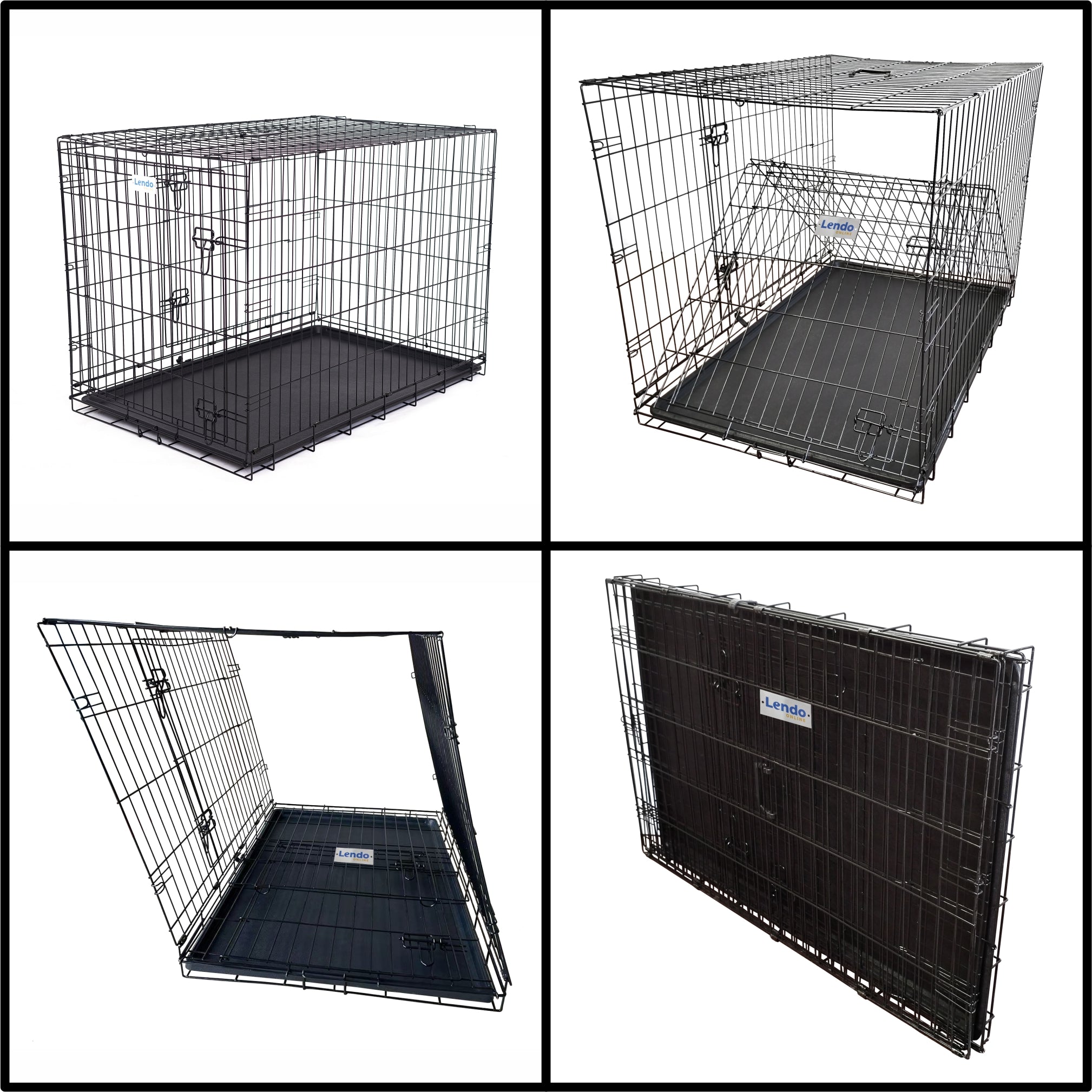 Lendo Online Hondenbench met onderbak opvouwbaar 107x71x78cm zwart staal