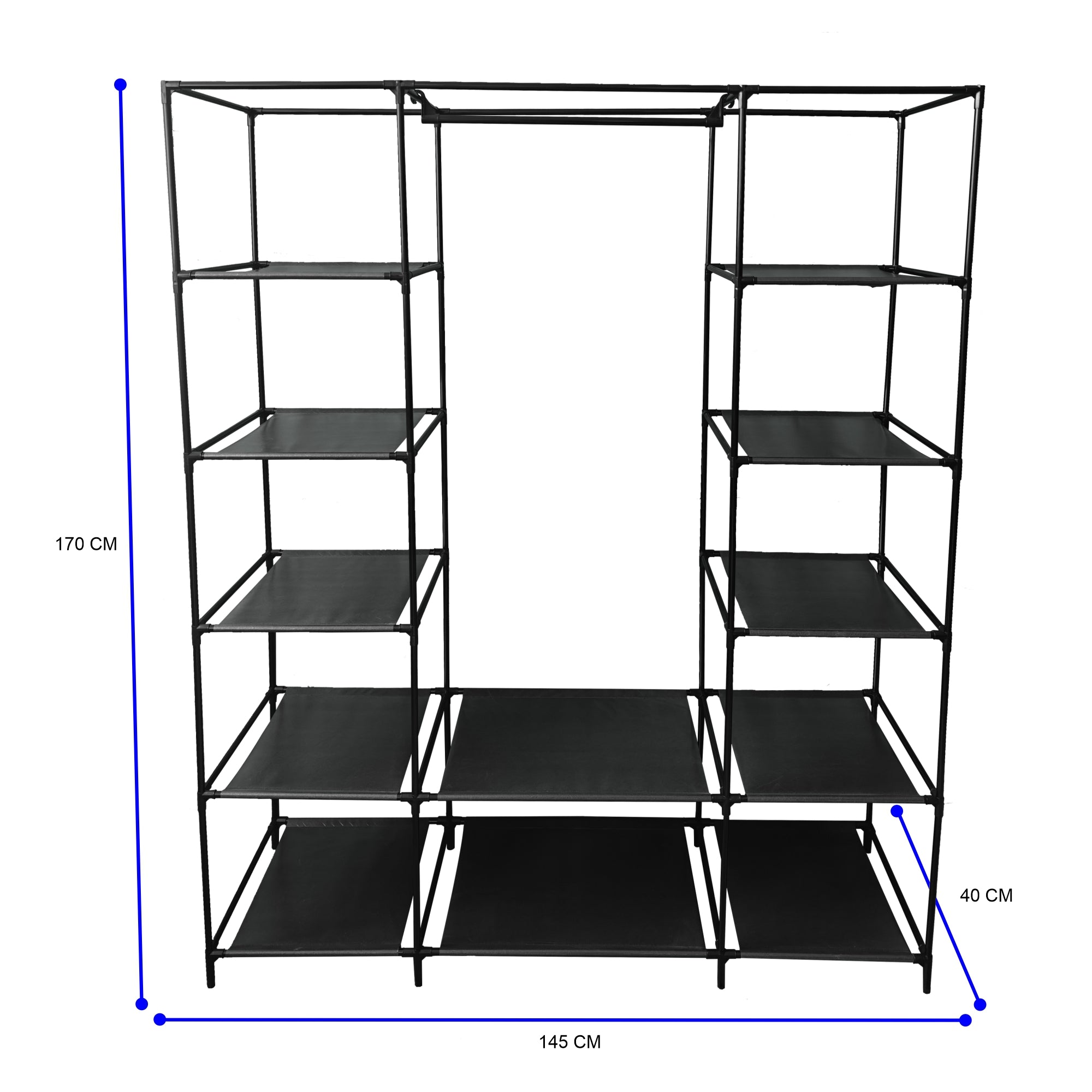 Lendo Online Kledingkast opvouwbaar 145x44x170cm zwart