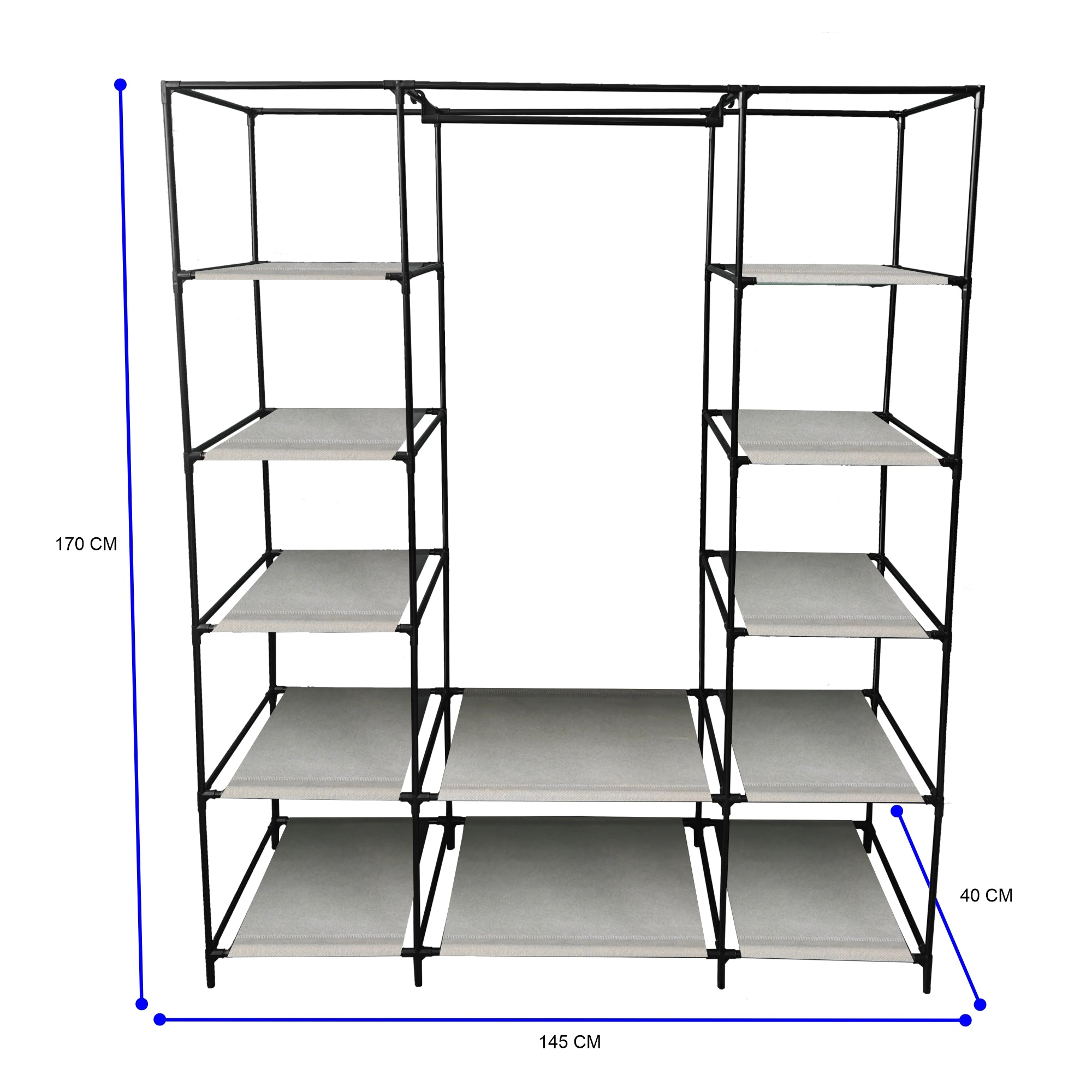 Lendo Online Kledingkast opvouwbaar 145x44x170cm grijs