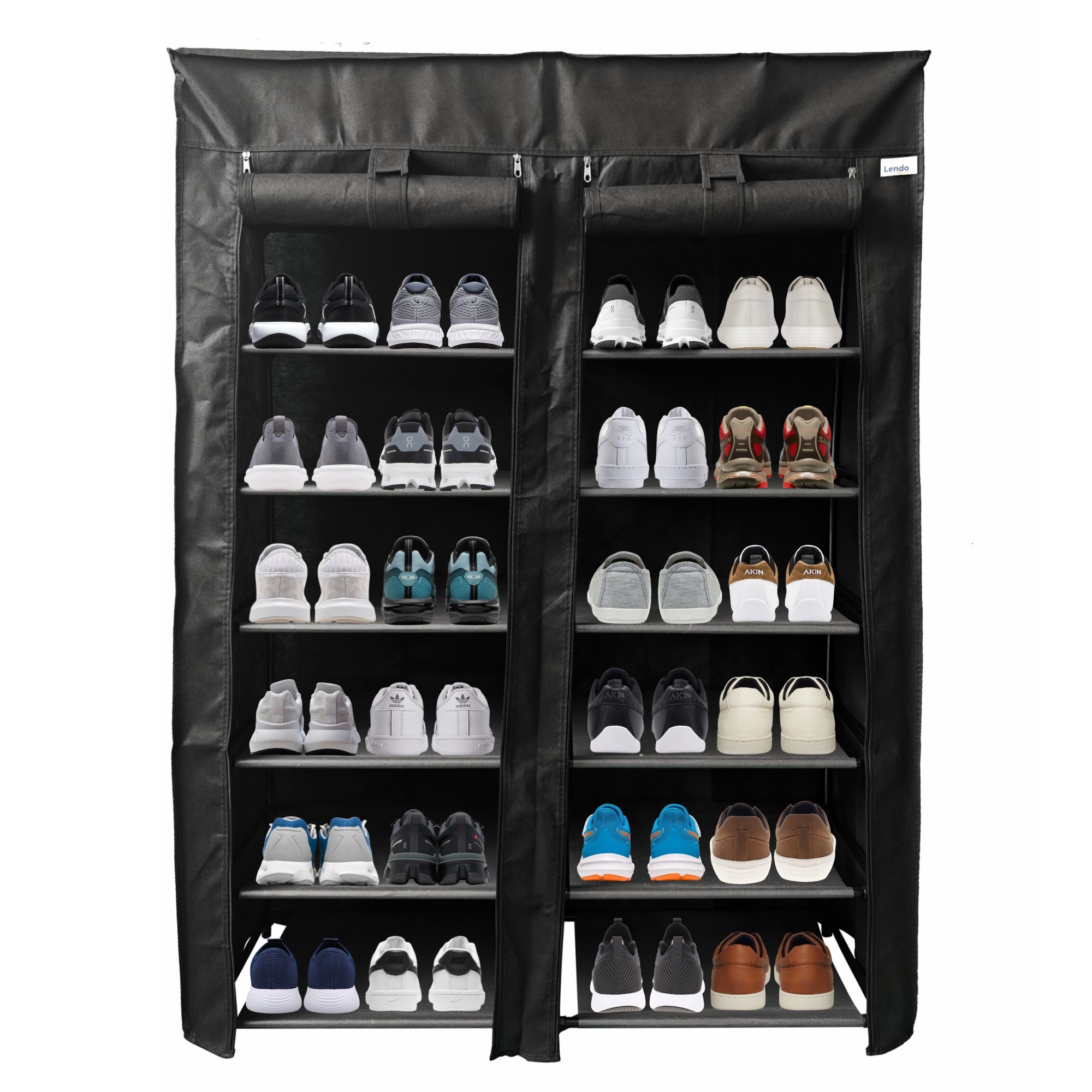 Lendo Online Schoenenkast opvouwbaar 14 vak 90x28x126cm zwart