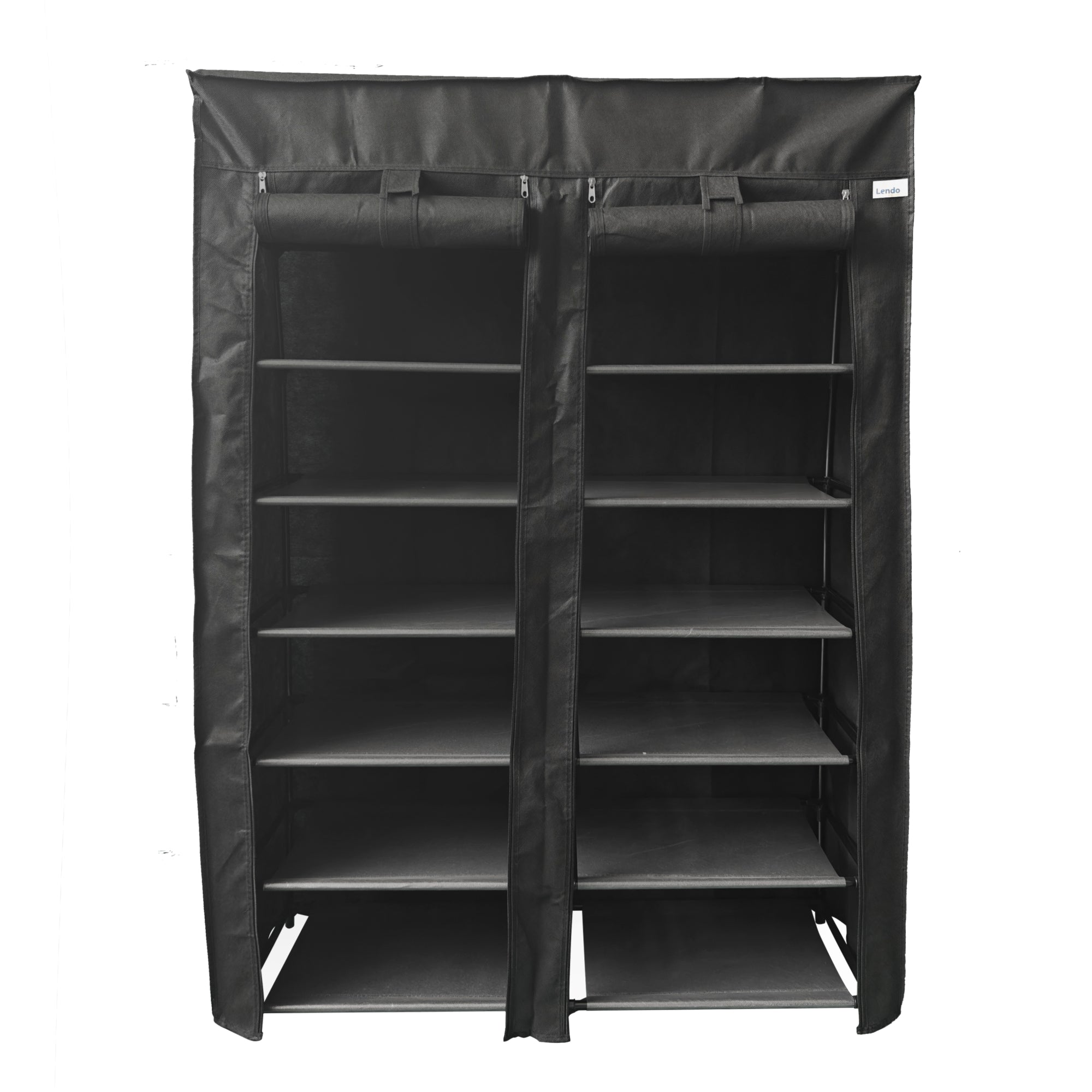 Lendo Online Schoenenkast opvouwbaar 14 vak 90x28x126cm zwart