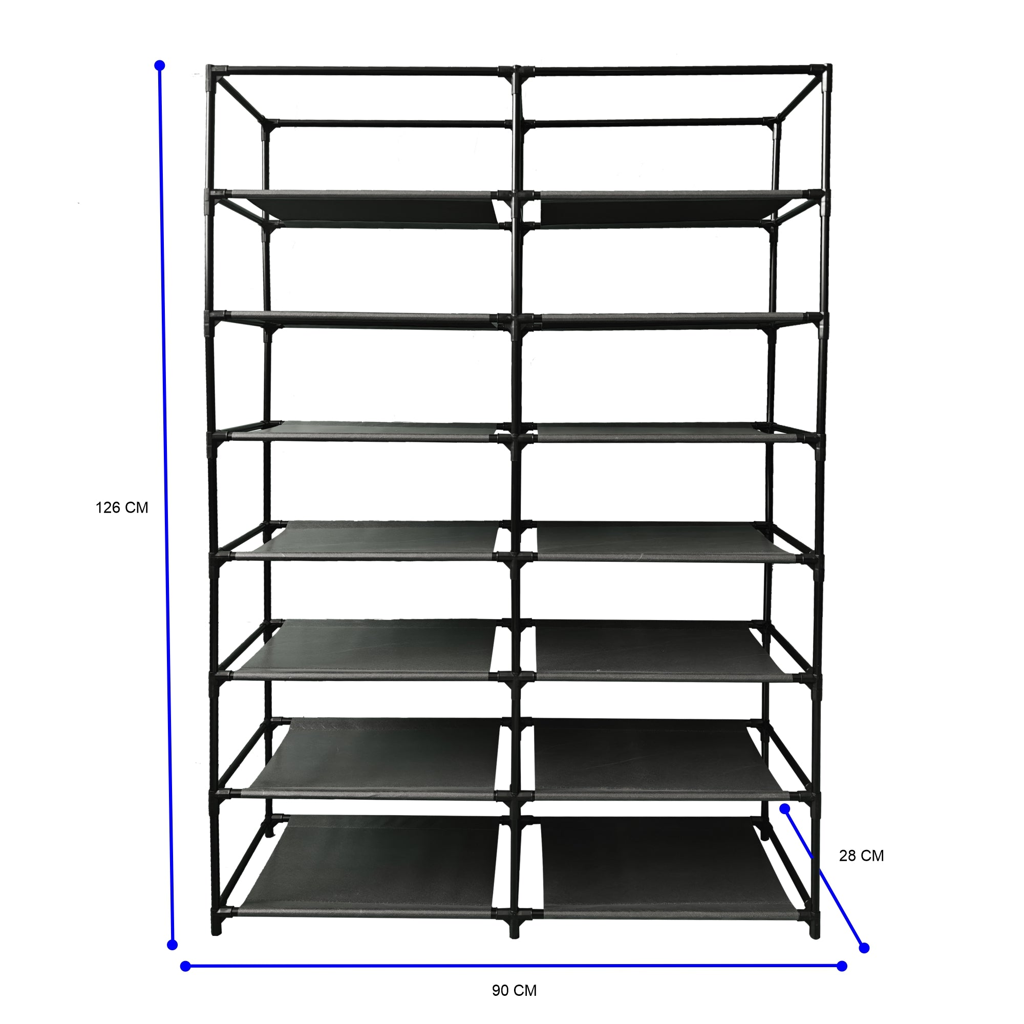 Lendo Online Schoenenkast opvouwbaar 14 vak 90x28x126cm zwart