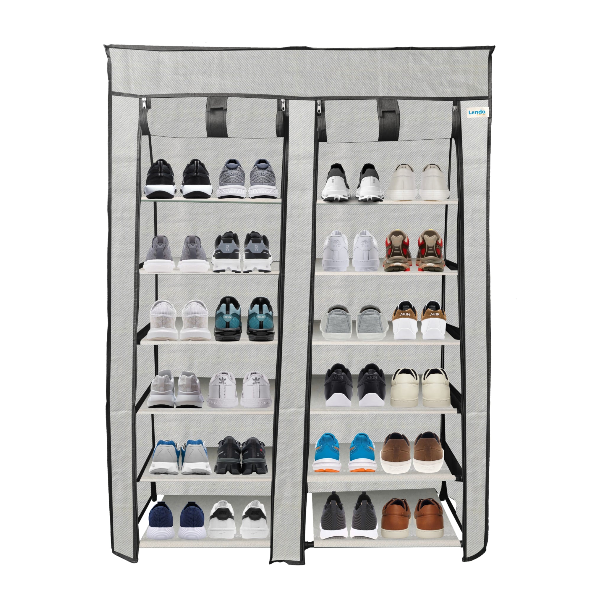 Lendo Online Schoenenkast opvouwbaar 14 vak 90x28x126cm grijs