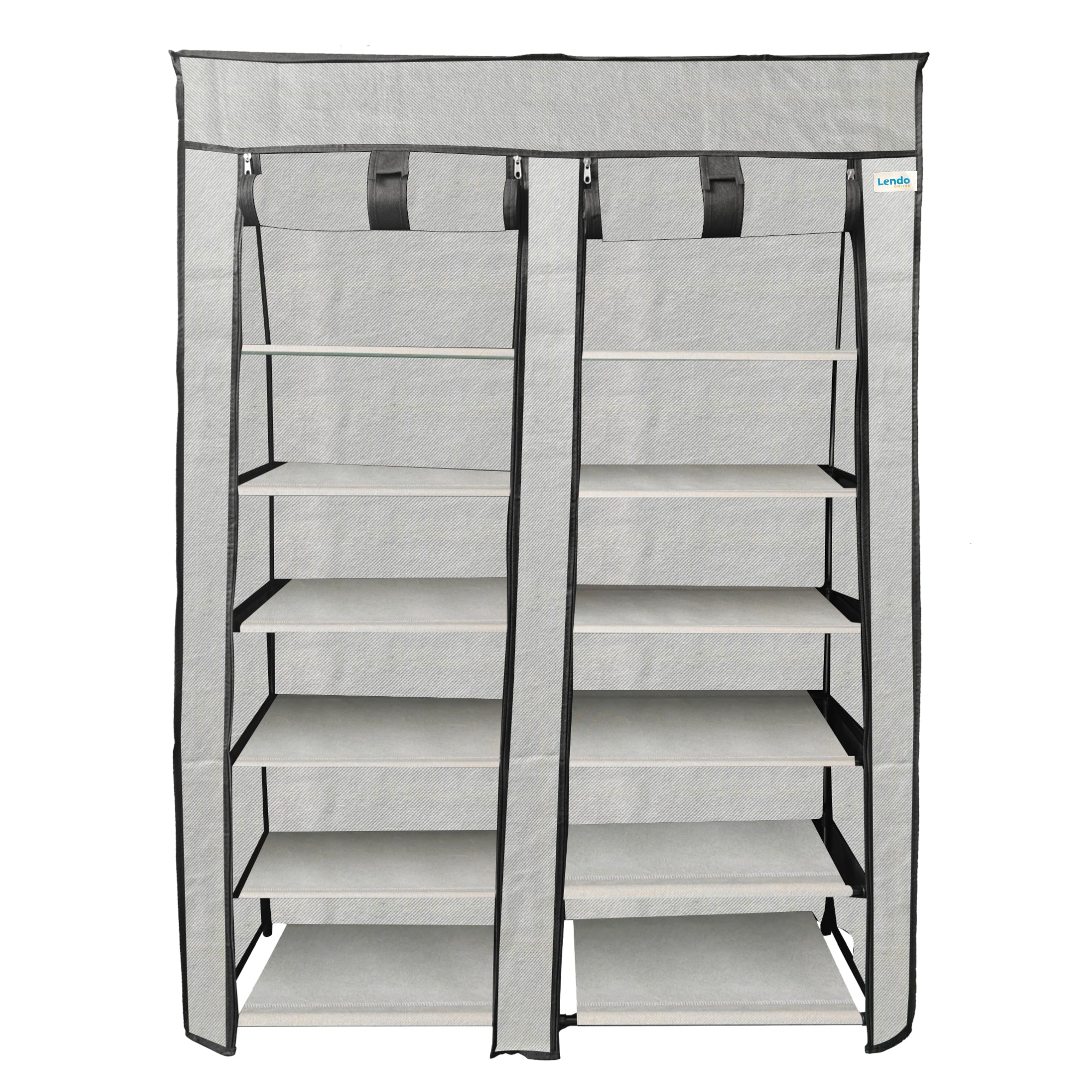 Lendo Online Schoenenkast opvouwbaar 14 vak 90x28x126cm grijs