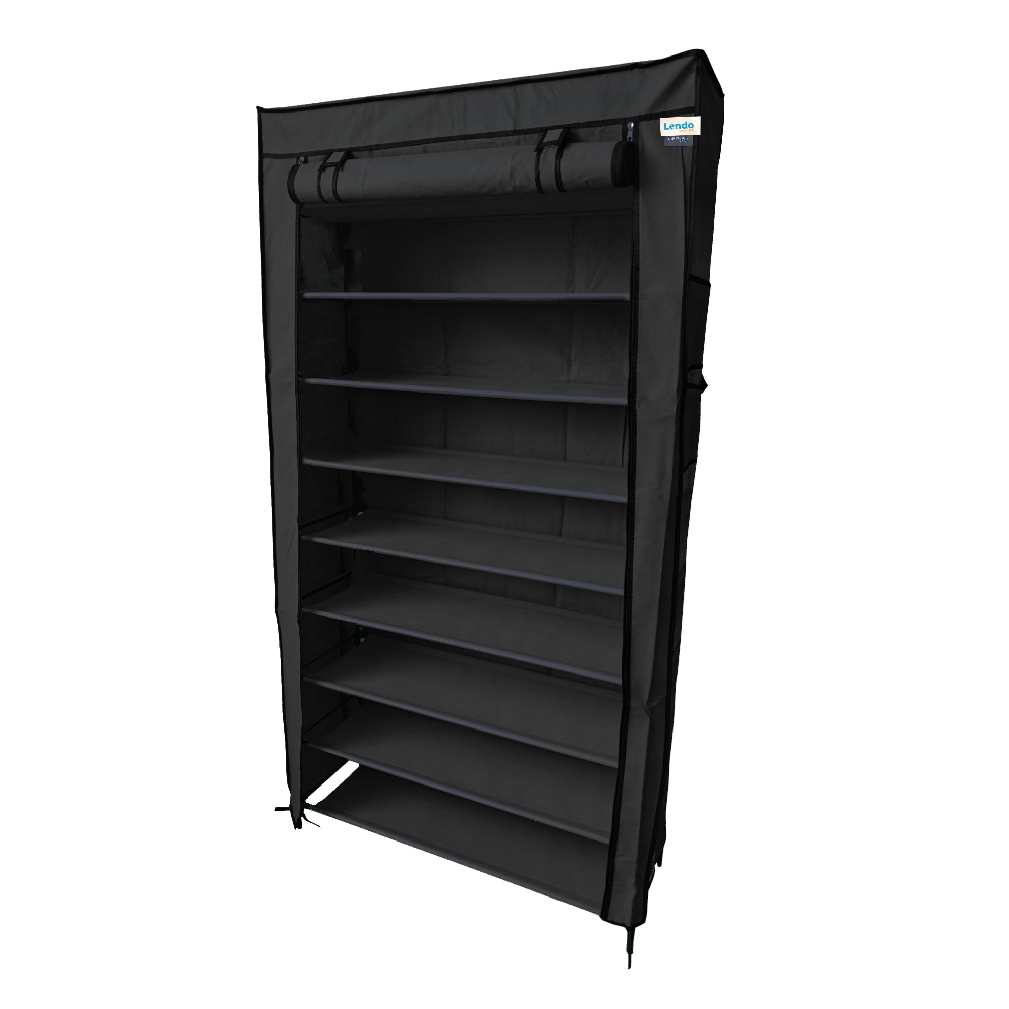 Lendo Online Schoenenkast opvouwbaar 9 vak 90x28x163cm zwart