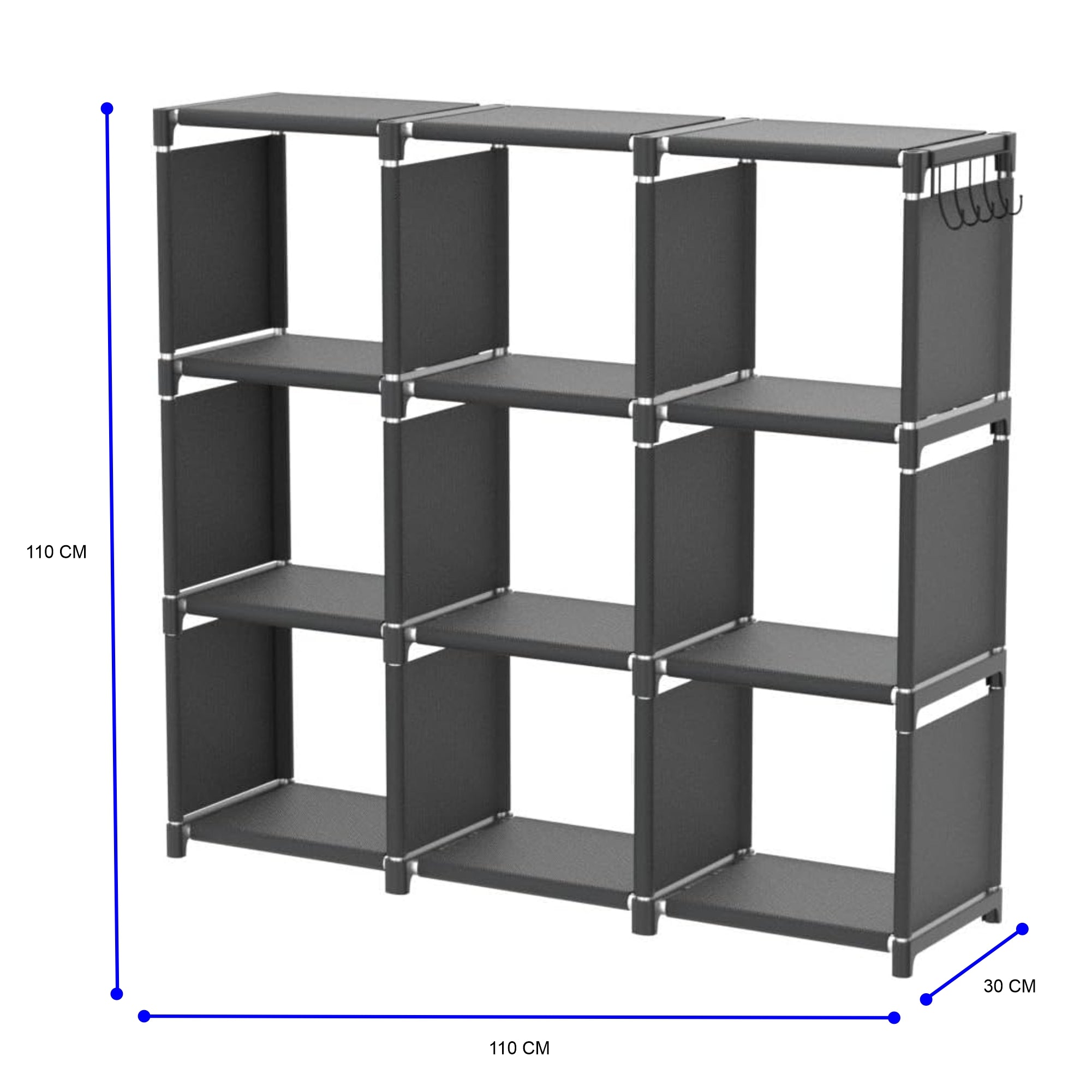 Lendo Online Opbergkast opvouwbaar 9 vak 110x30x110cm zwart