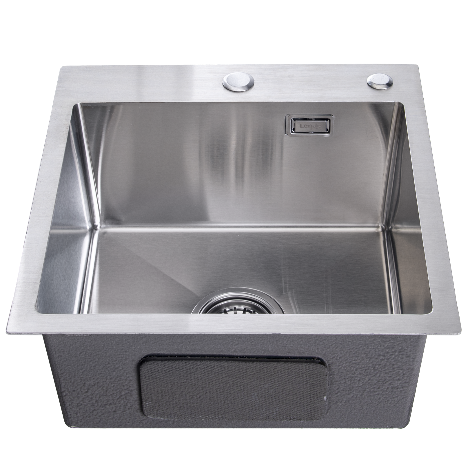 Lendo Online Spoelbak voor keuken met kraangat 44x44x20cm zilver RVS