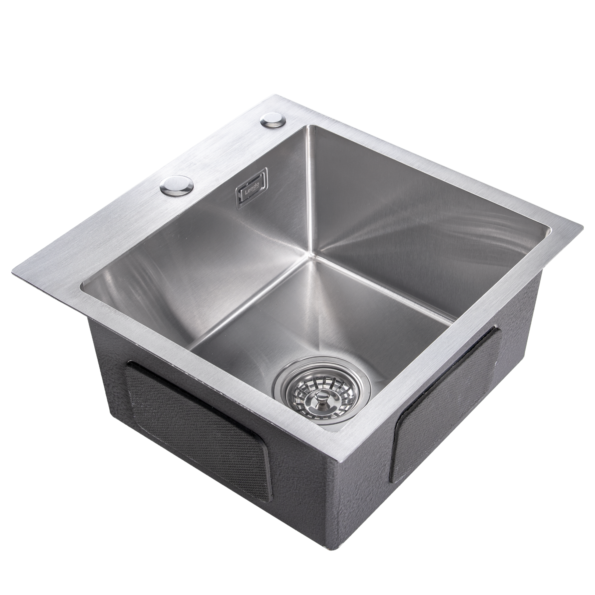 Lendo Online Spoelbak voor keuken met kraangat 44x44x20cm zilver RVS