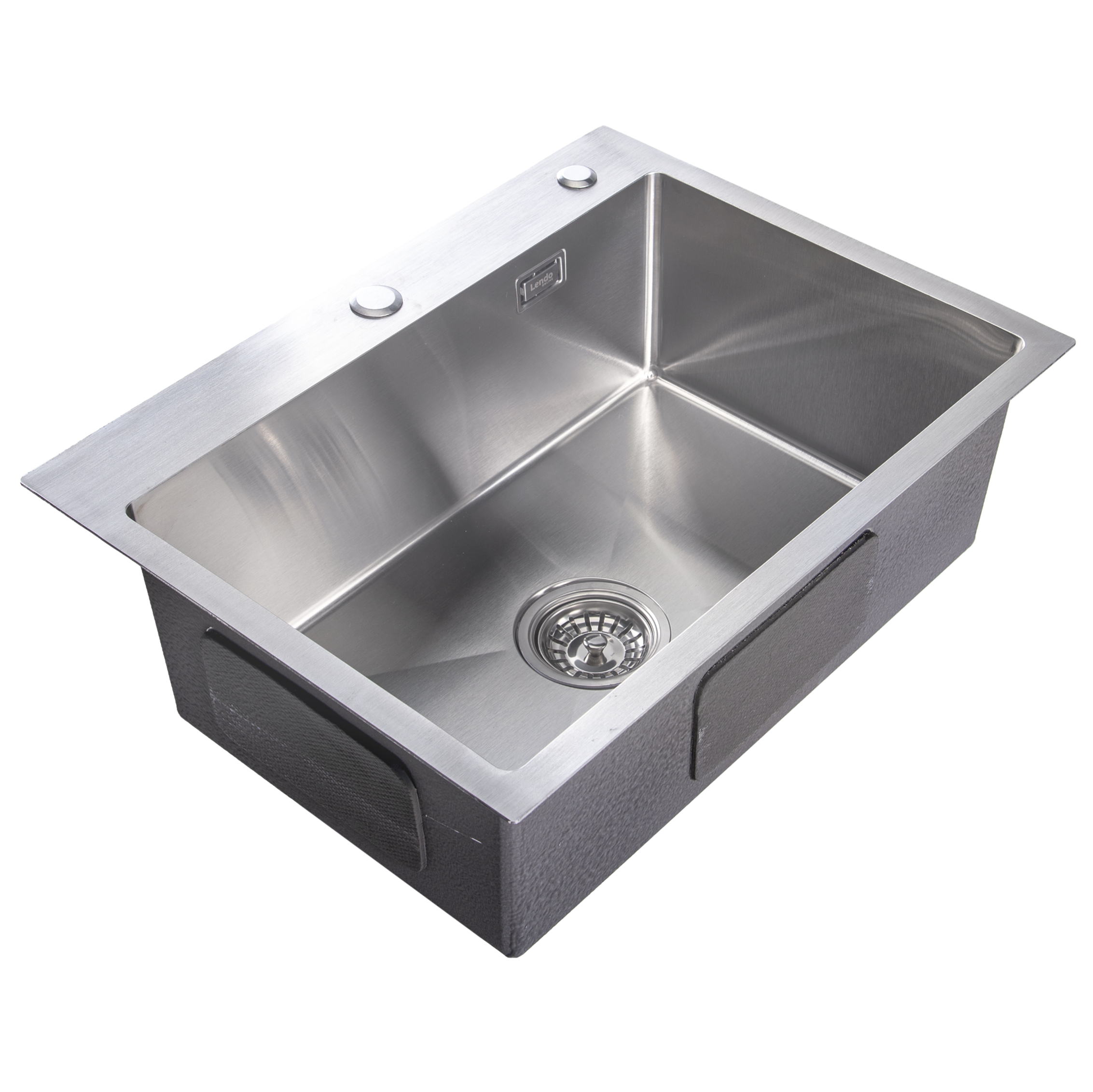 Lendo Online Spoelbak voor keuken met kraangat 59x44x20cm zilver RVS