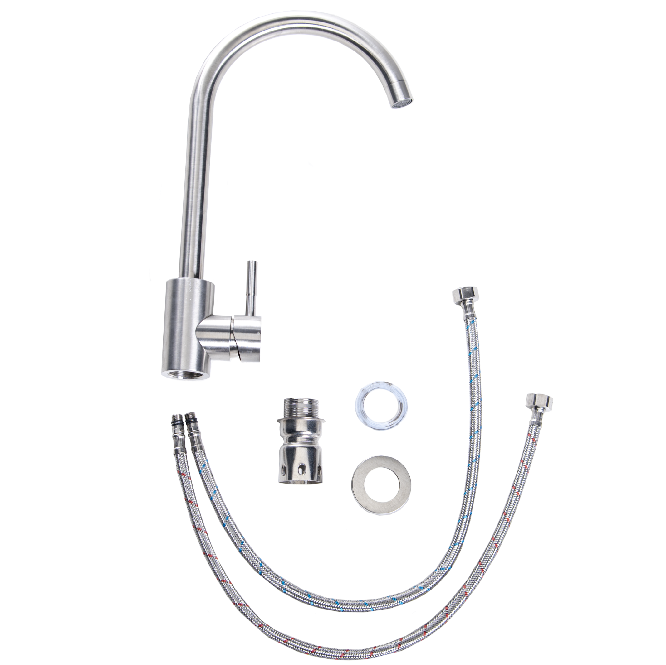 Lendo Online Spoelbak met keukenkraan en zeepdispenser 44x44x20cm zilver RVS