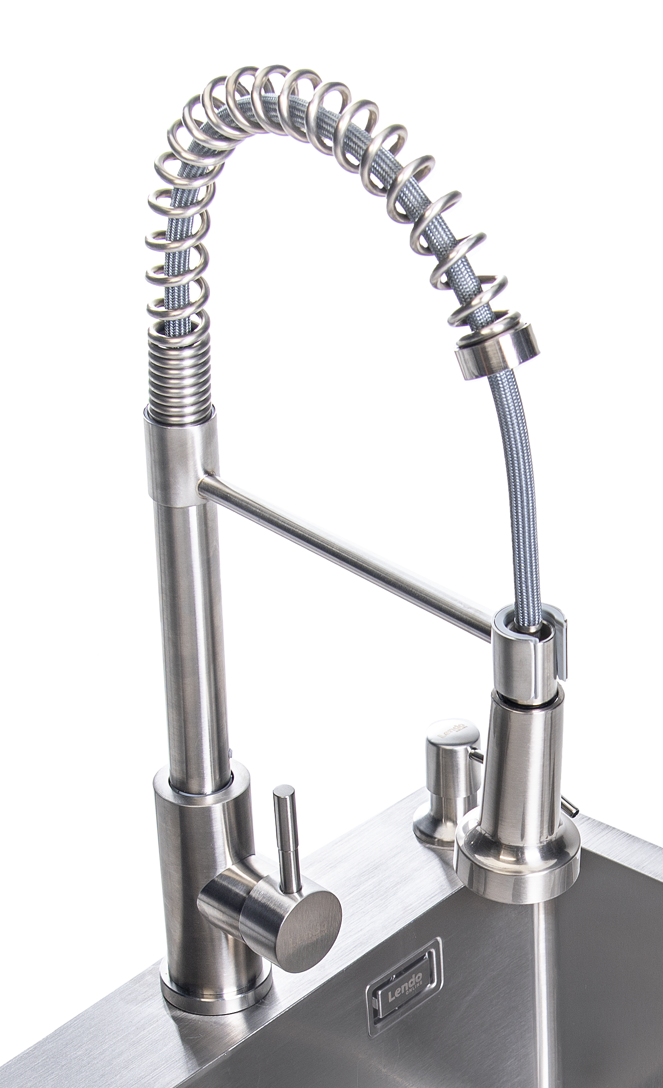 Lendo Online Spoelbak met keukenkraan 59x44x20cm uittrekbare uitloop zilver RVS