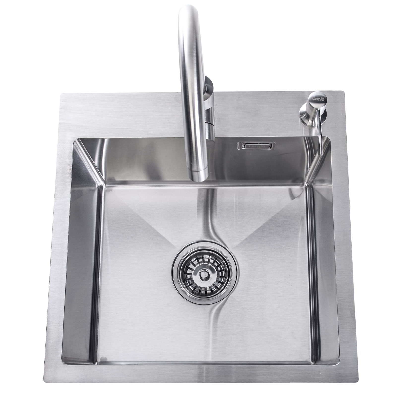 Lendo Online Spoelbak met keukenkraan en zeepdispenser 44x44x20cm zilver RVS