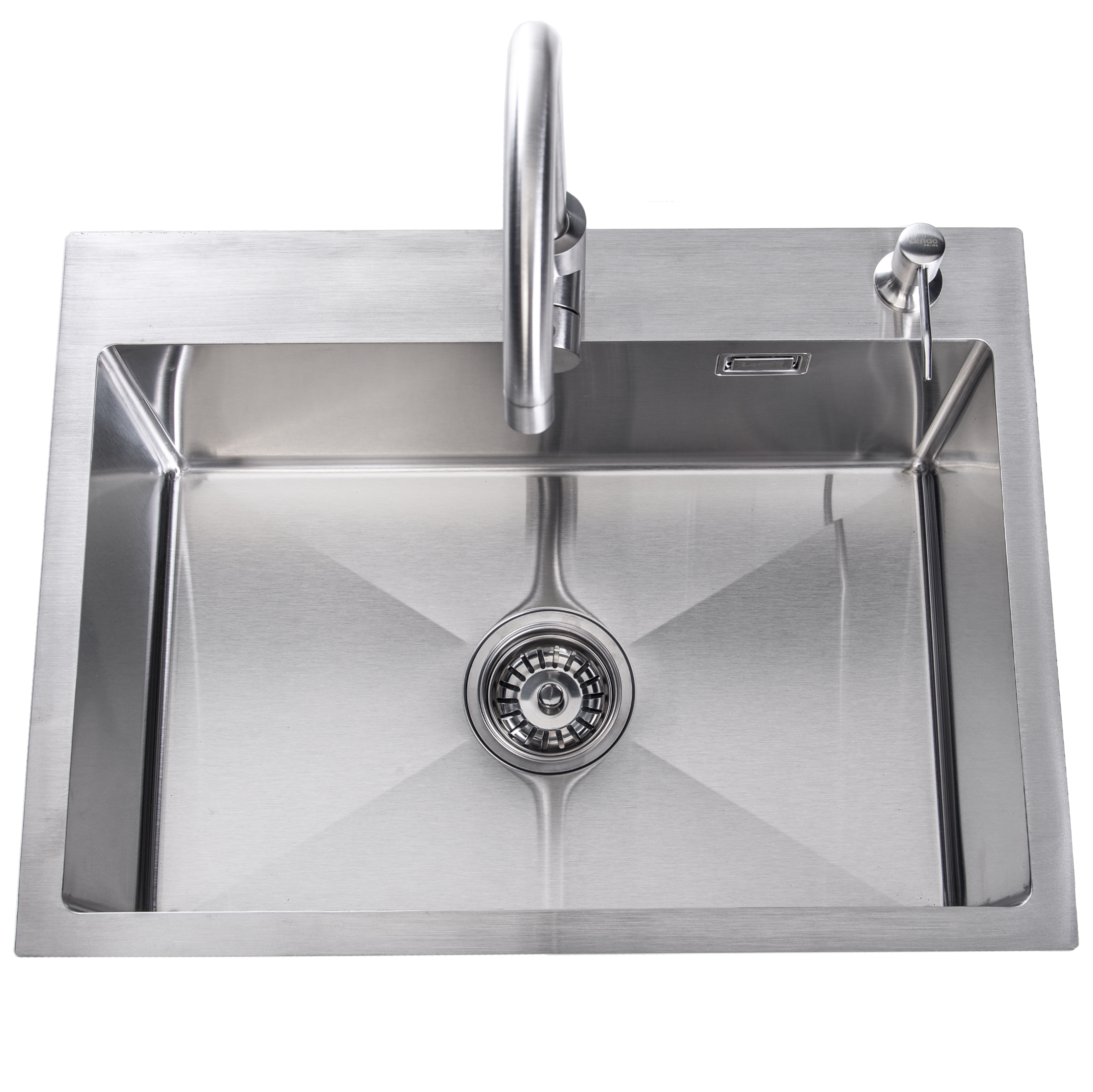 Lendo Online Spoelbak met keukenkraan en zeepdispenser 59x44x20cm zilver RVS