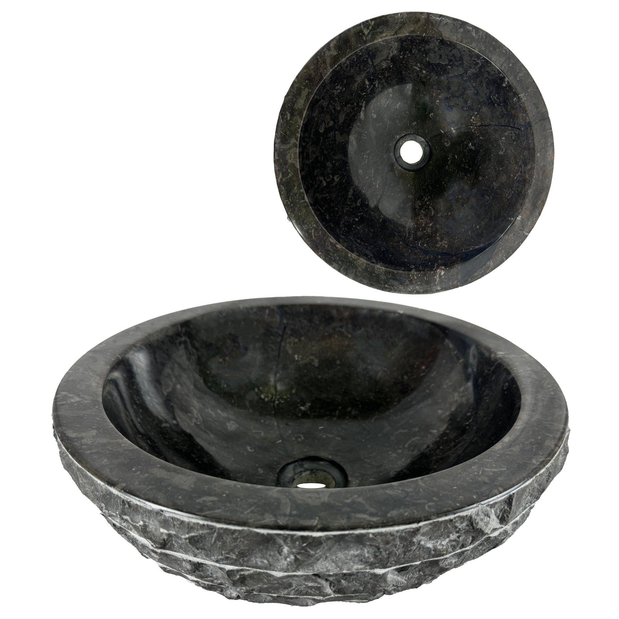 Lendo Online Wastafel rond 40x40x15cm marmer zwart