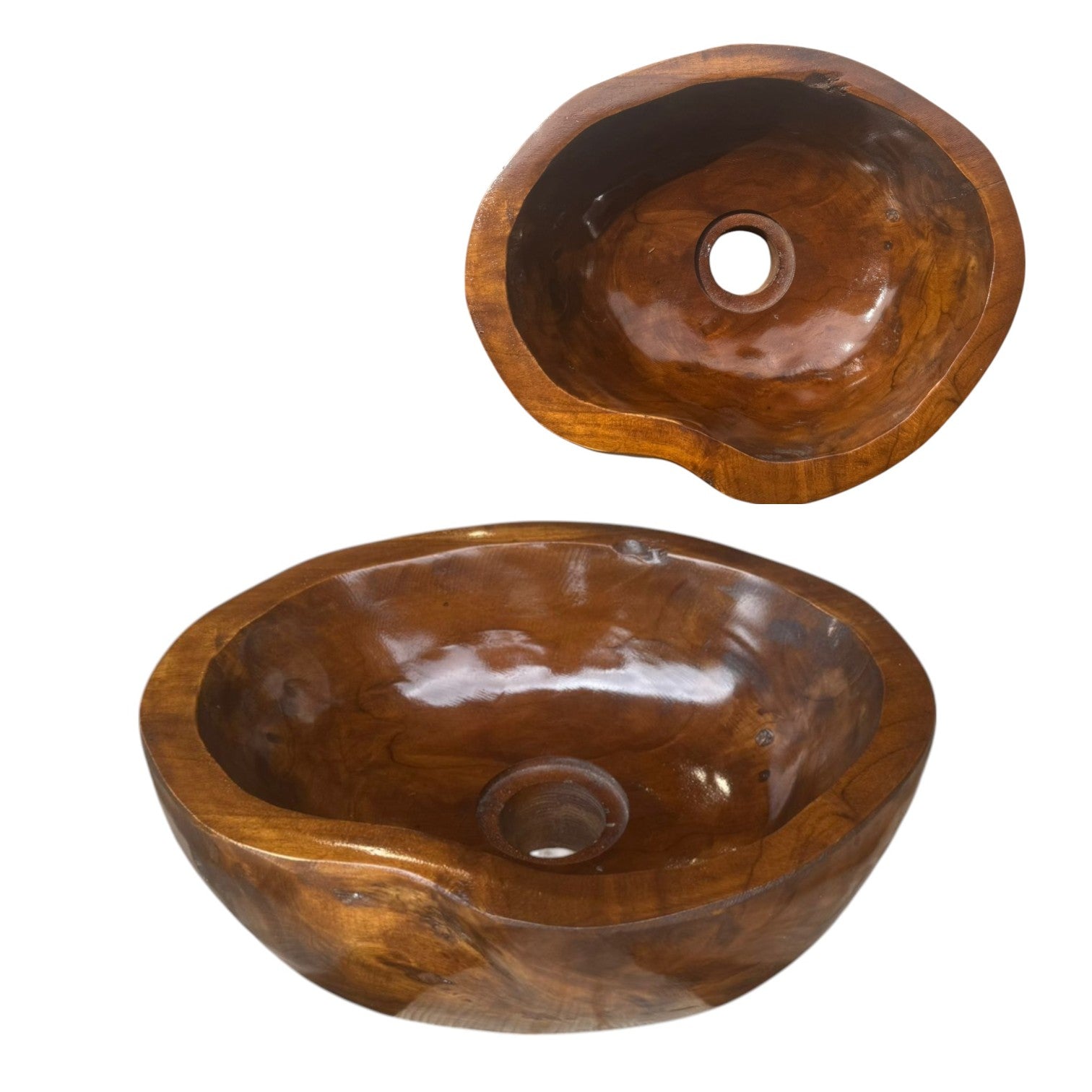 Lendo Online Wastafel ovaal 30x25x12cm teakhout bruin
