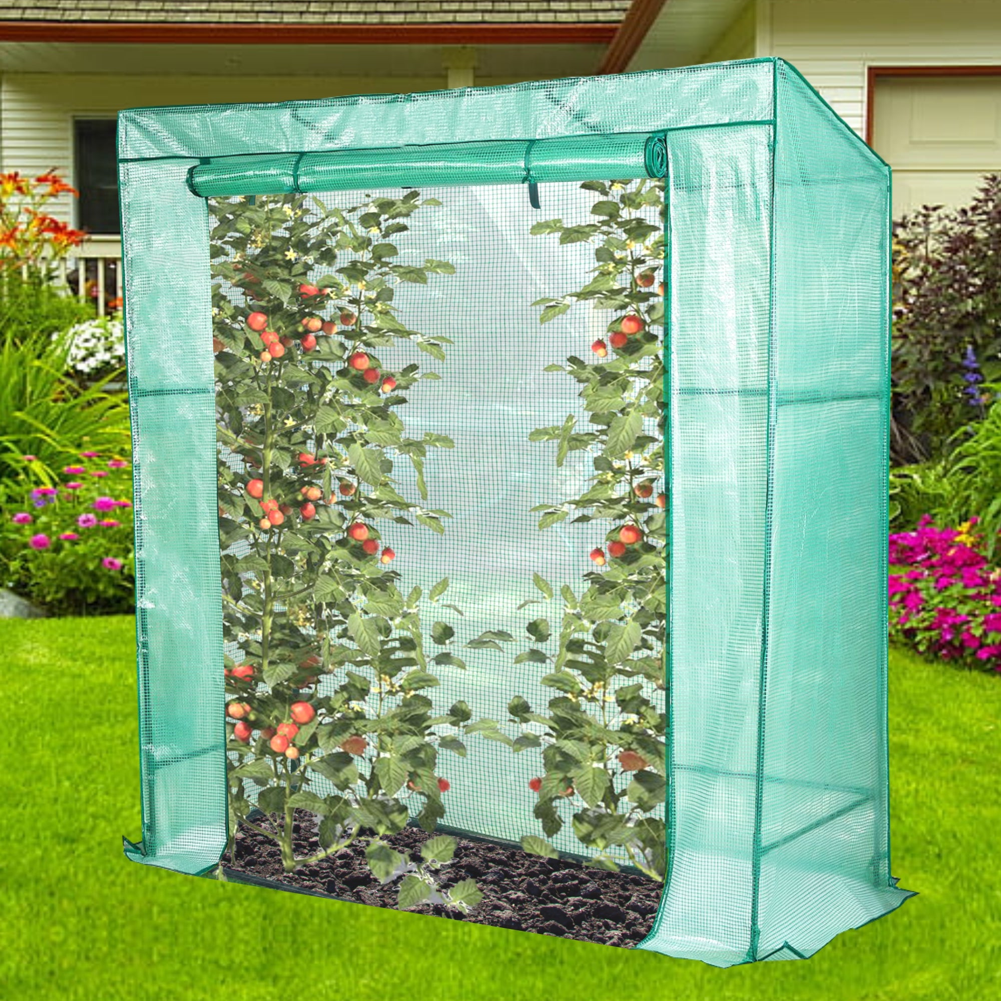 Lendo Online Tomatenkas met PE hoes 198x78x200cm staal groen