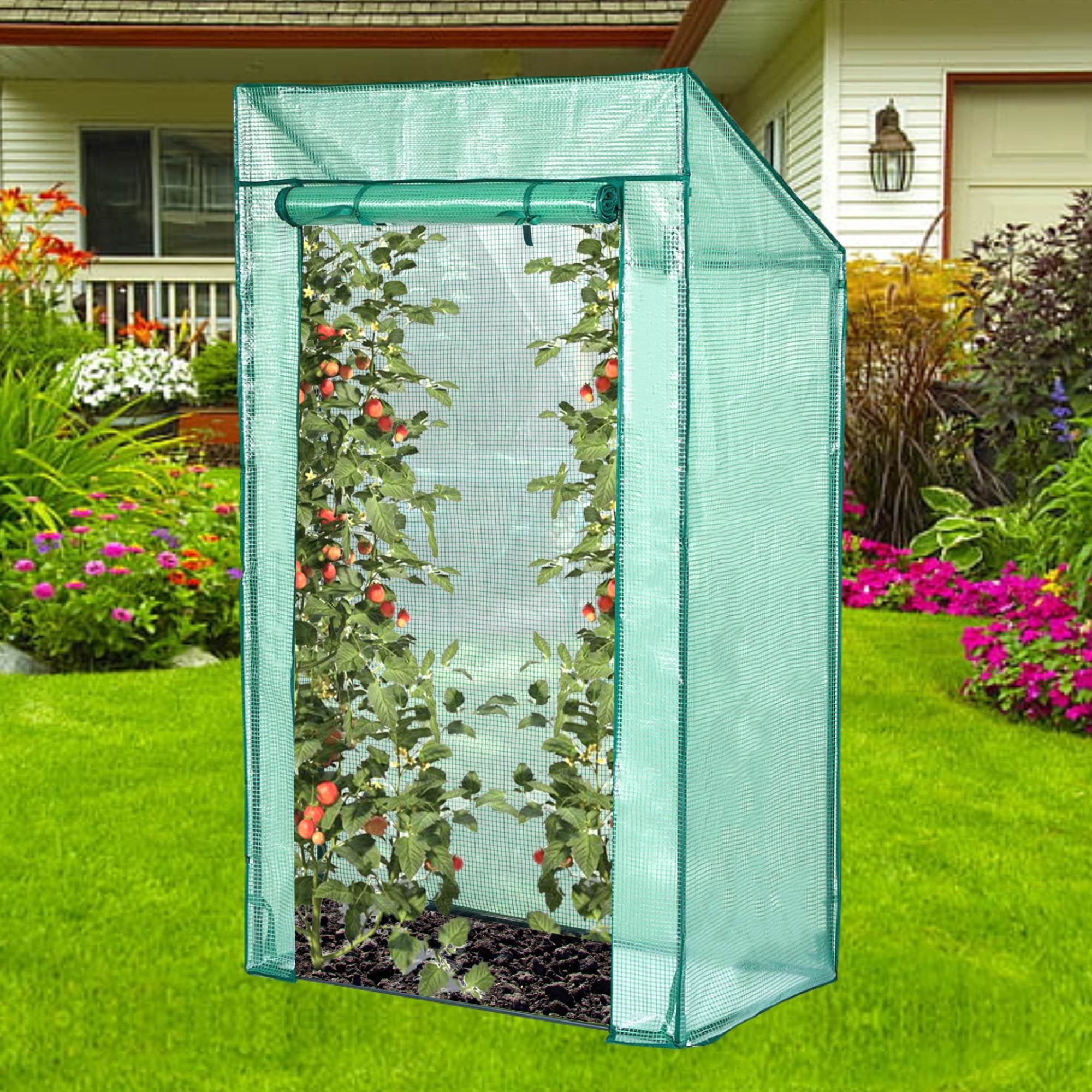Lendo Online Tomatenkas met PE hoes 100x60x174cm staal groen