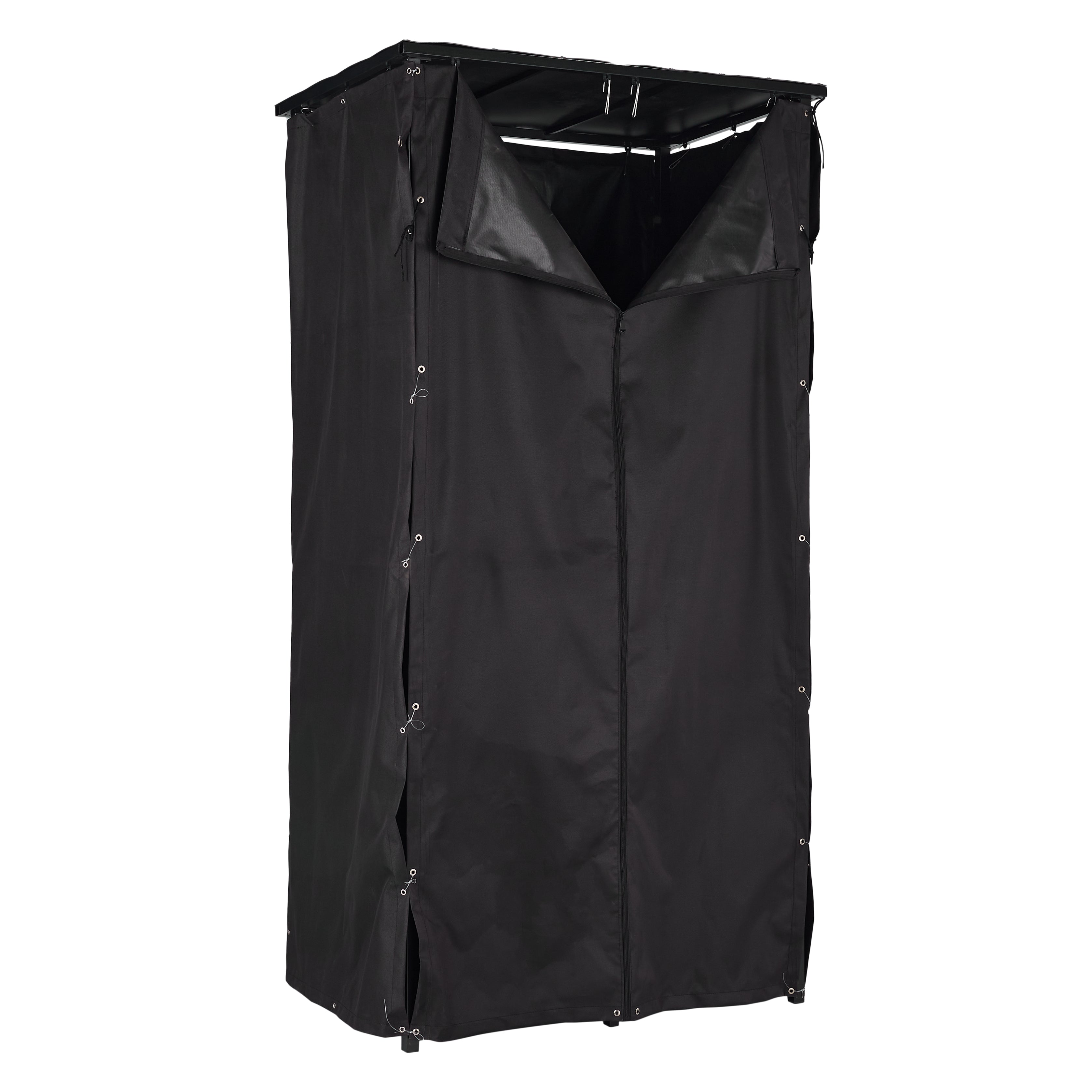 Lendo Online Brandhoutrek met dak 90x60x180cm draagtas zwart metaal