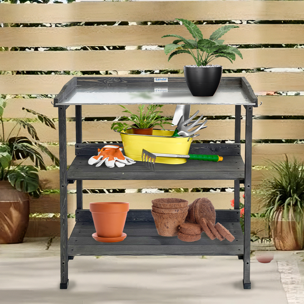 Lendo Online Oppottafel 76x37x92 cm vurenhout grijs