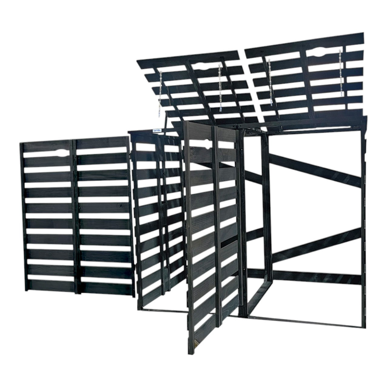 Lendo Online Container ombouw dubbel 143x80x118cm vurenhout grijs