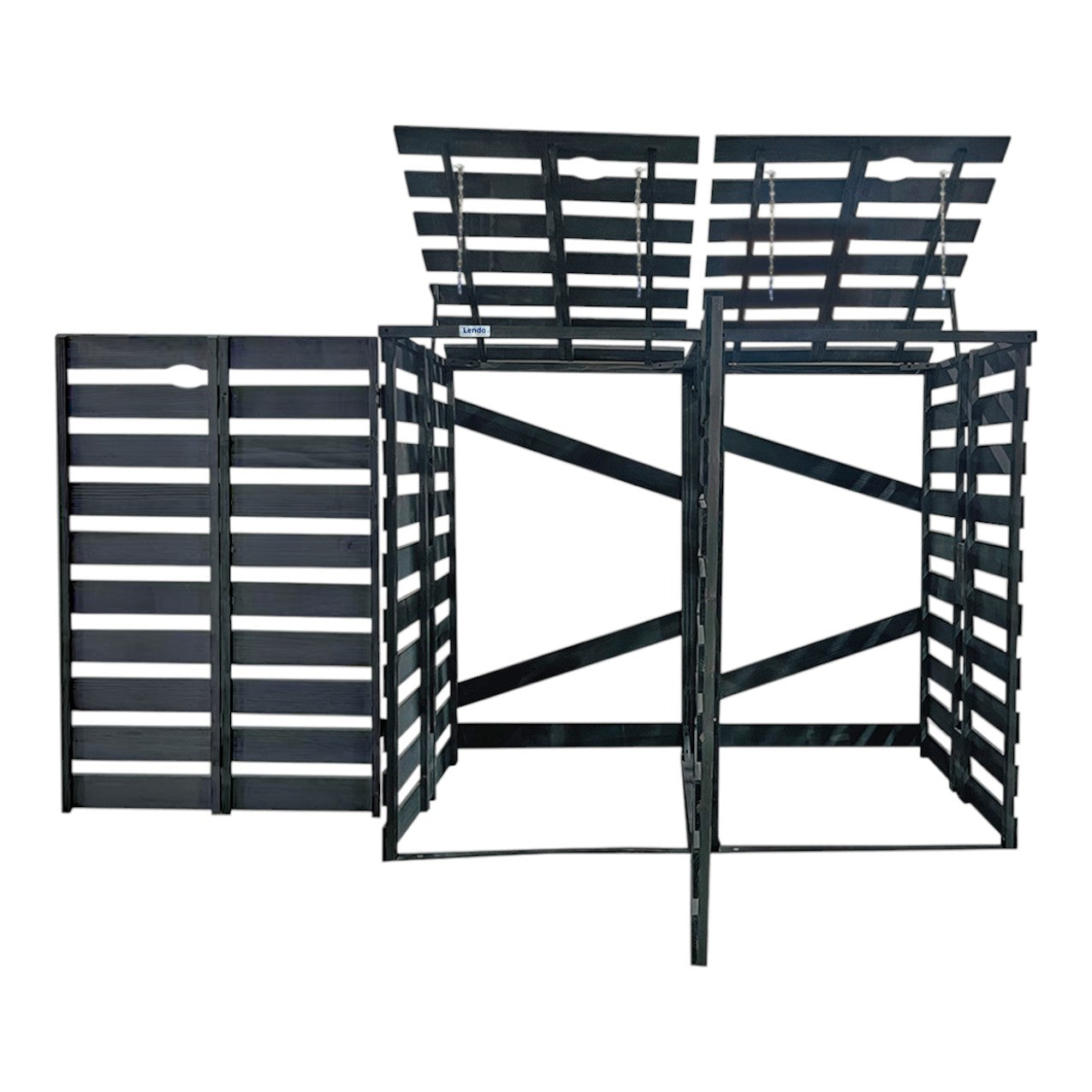 Lendo Online Container ombouw dubbel 143x80x118cm vurenhout grijs