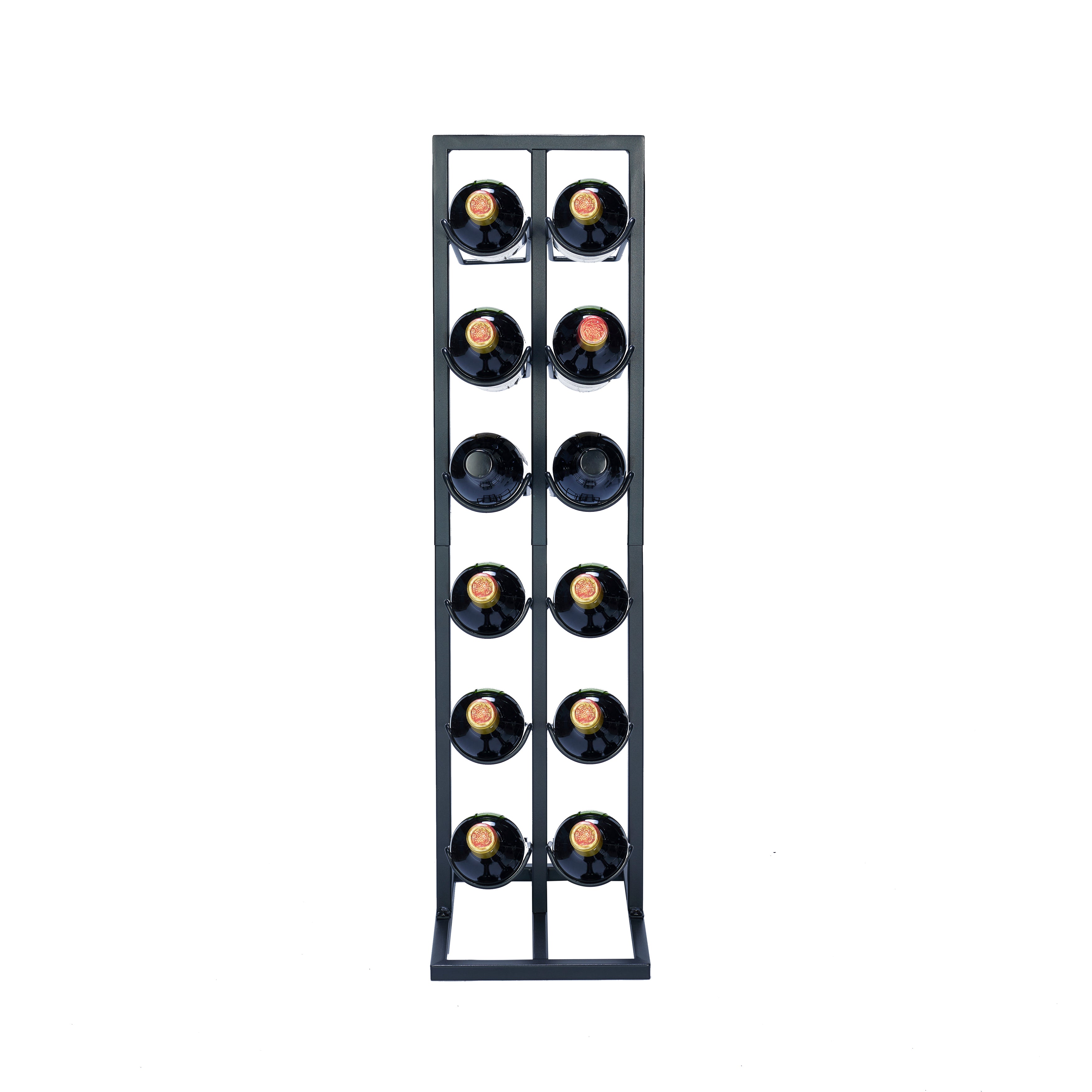 Lendo Online Wijnrek met kurkentrekker 12 flessen 31x21x84cm zwart