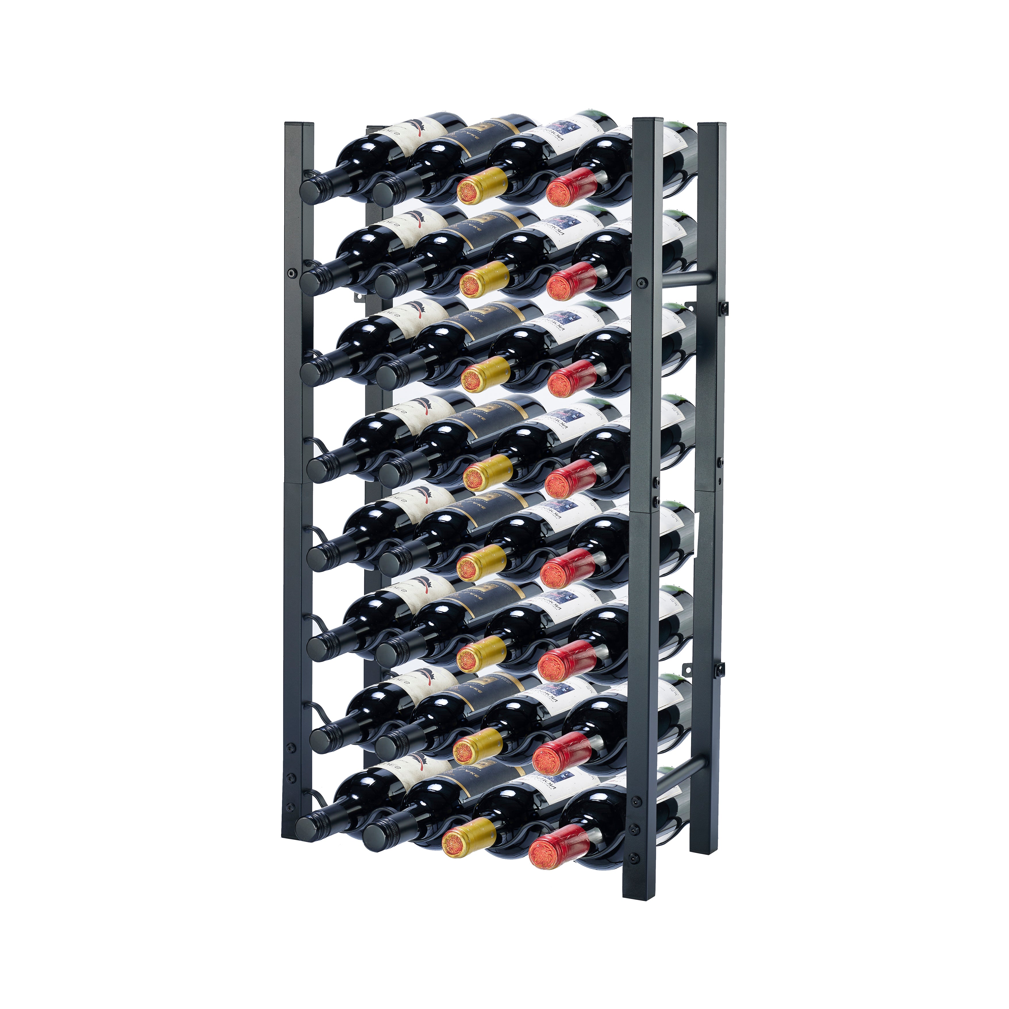 Lendo Online Wijnrek met kurkentrekker 32 flessen 45x20x80cm zwart