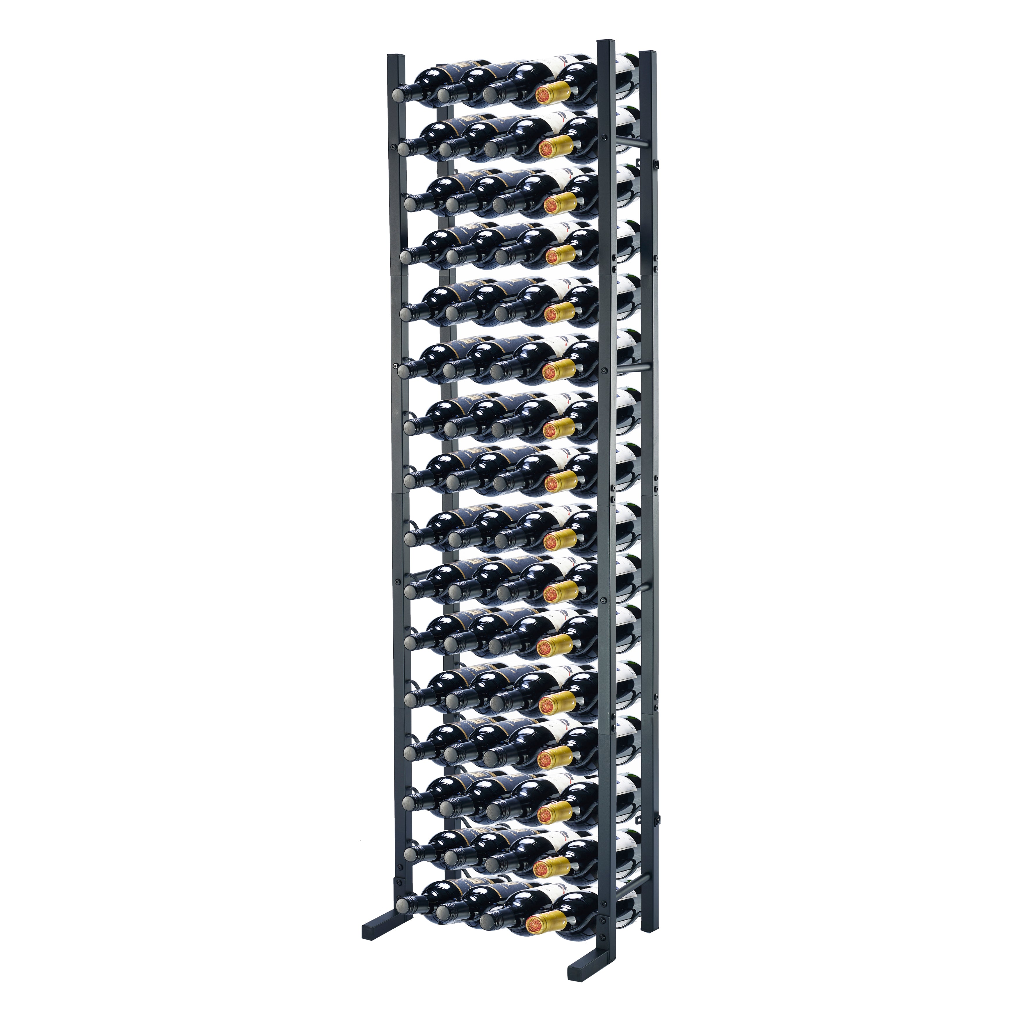 Lendo Online Wijnrek met kurkentrekker 64 flessen 45x20x160cm zwart