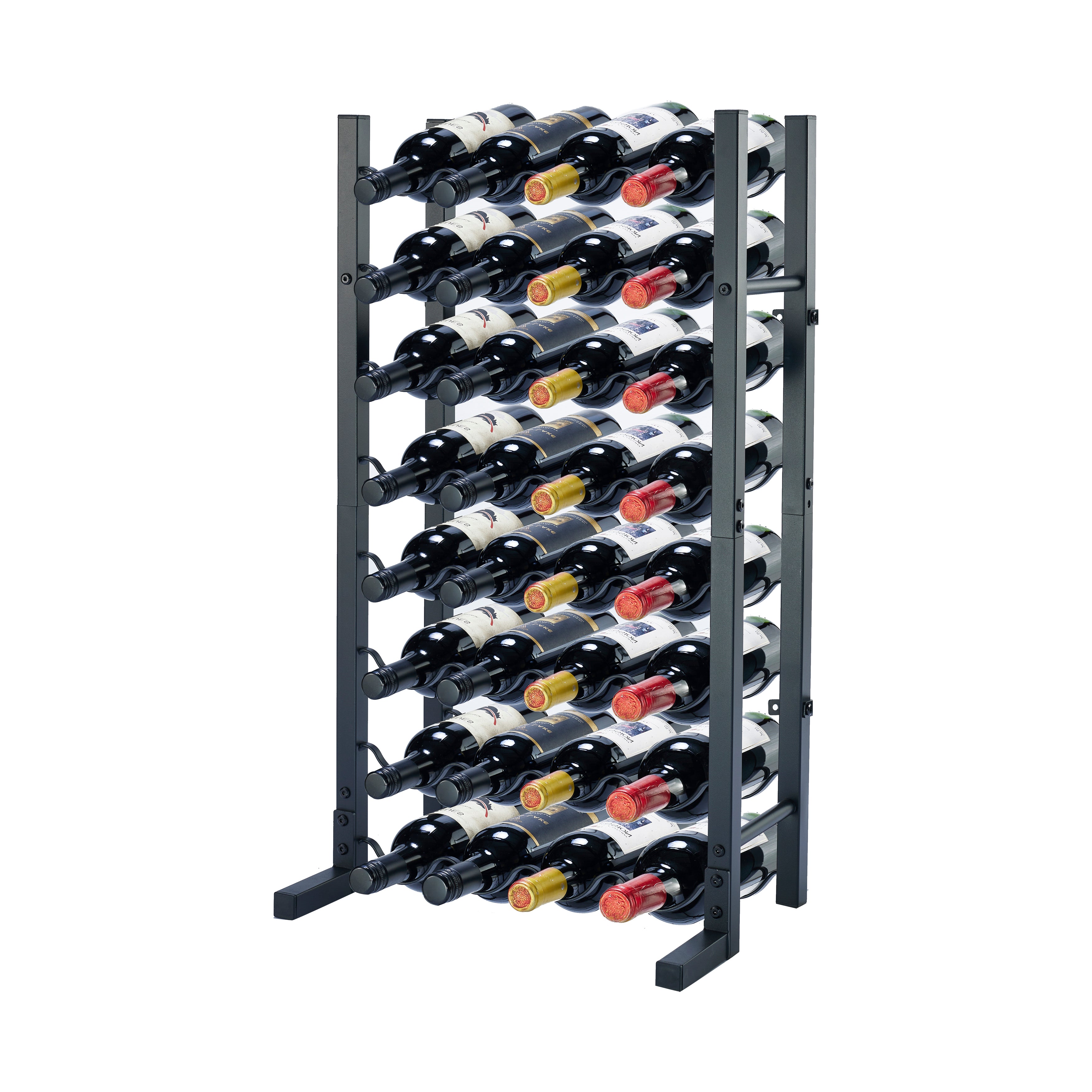 Lendo Online Wijnrek met kurkentrekker 32 flessen 45x20x80cm zwart