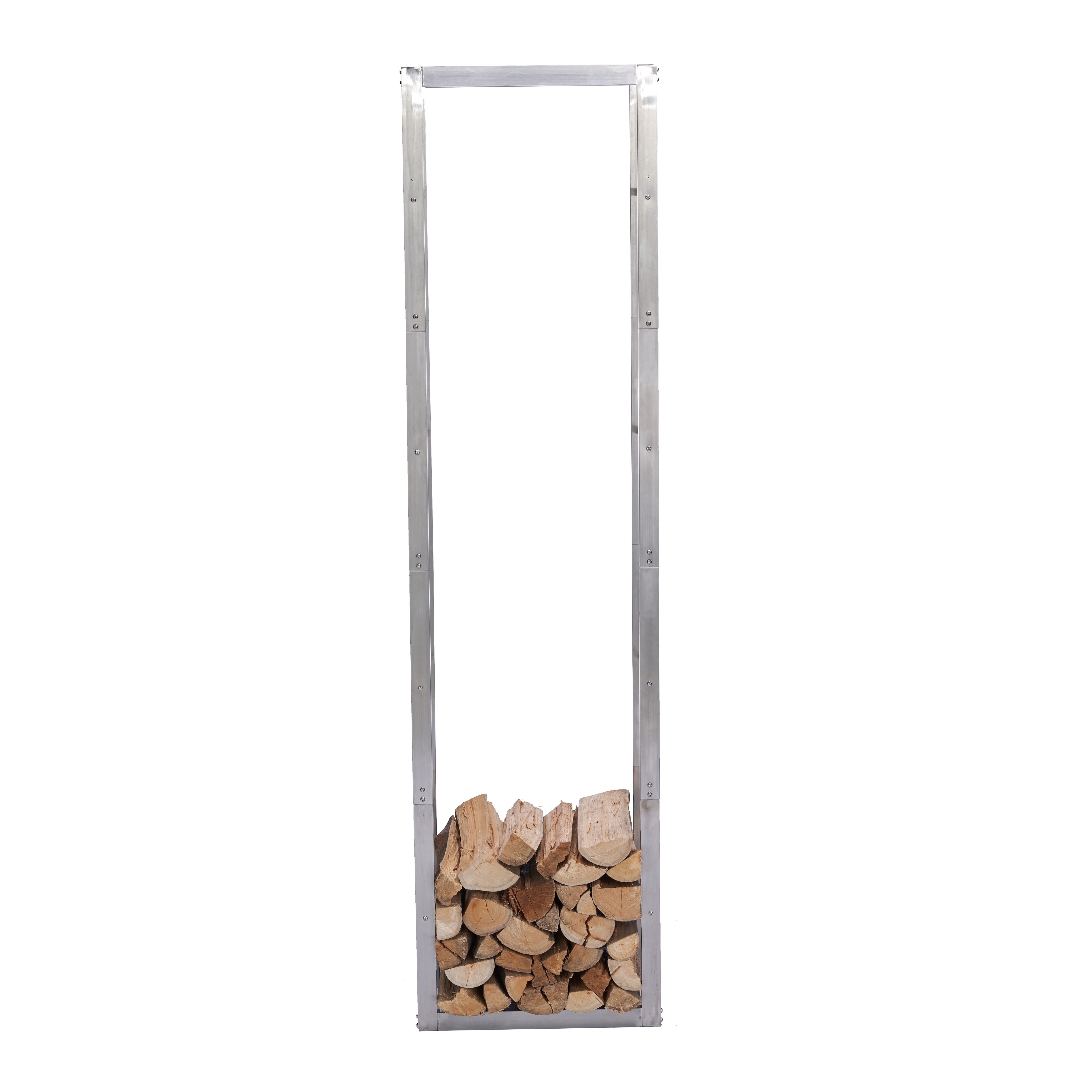 Lendo Online Kaminholzregal 50x25x196cm Tragetasche Silber Edelstahl