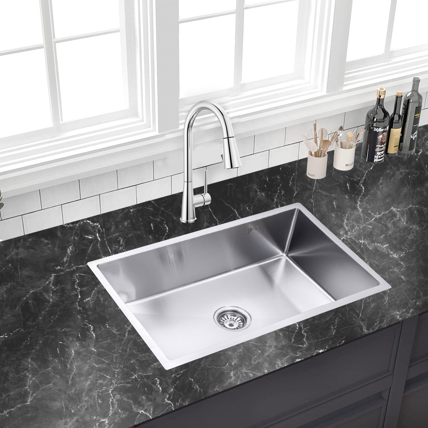 Lendo Online Spoelbak en droogrek 74x44x20cm zilver RVS