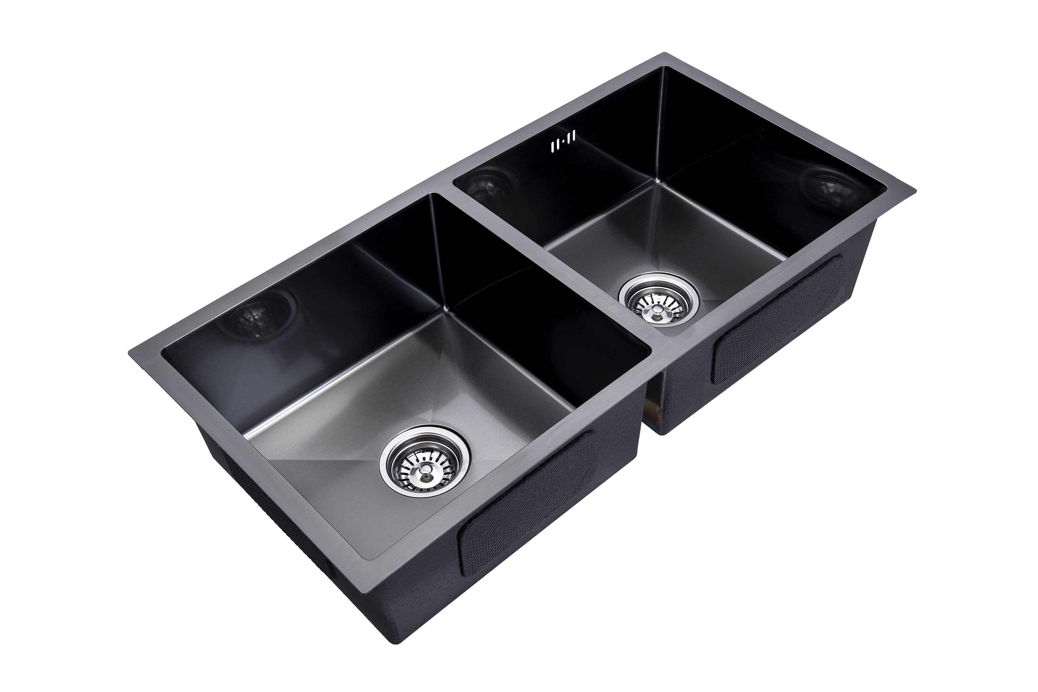 Lendo Online Dubbele Spoelbak voor keuken 87x44x20cm zwart