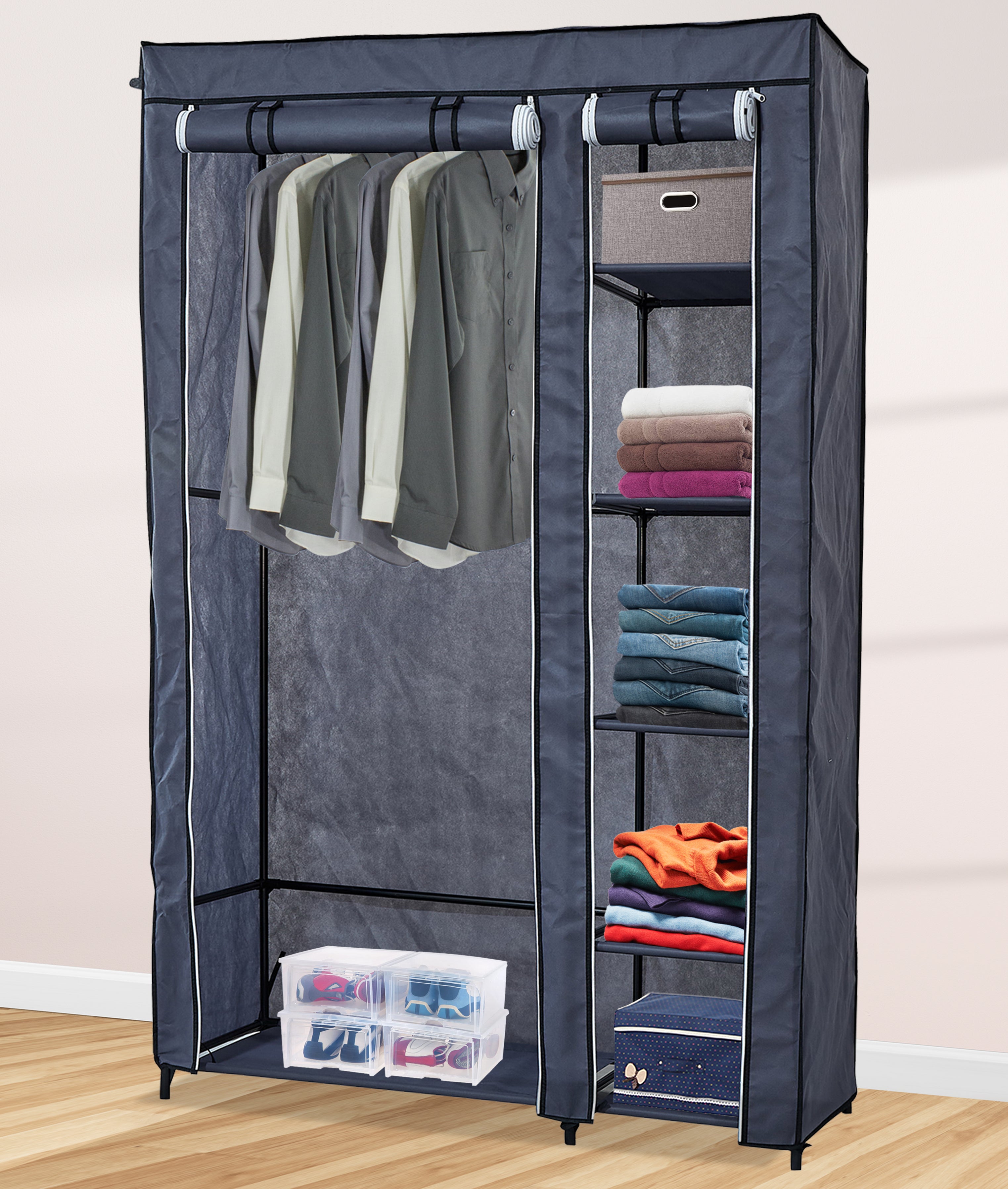 Lendo Online Kledingkast opvouwbaar 110x45x175cm grijs