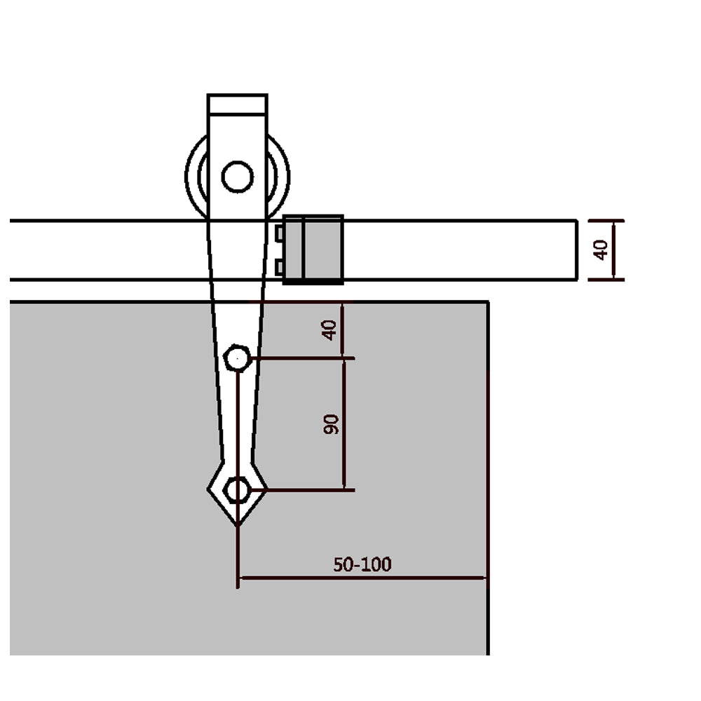 Lendo Online Schuifdeursysteem 200cm pijl zwart staal