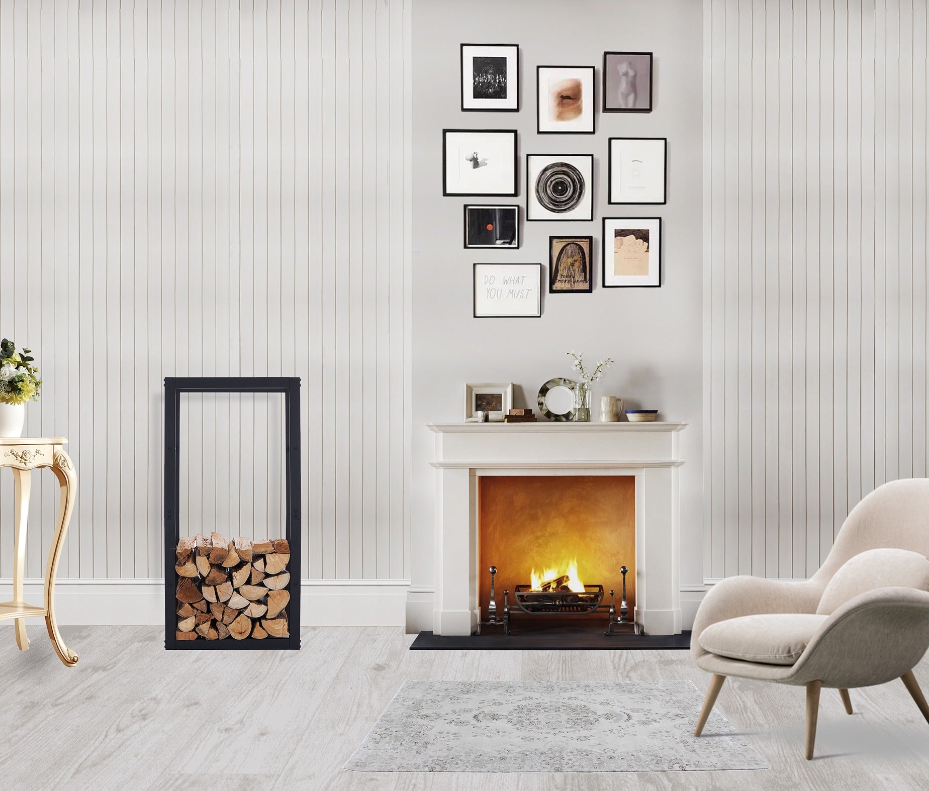 Lendo Online Brandhoutrek 50x25x100cm draagtas zwart staal