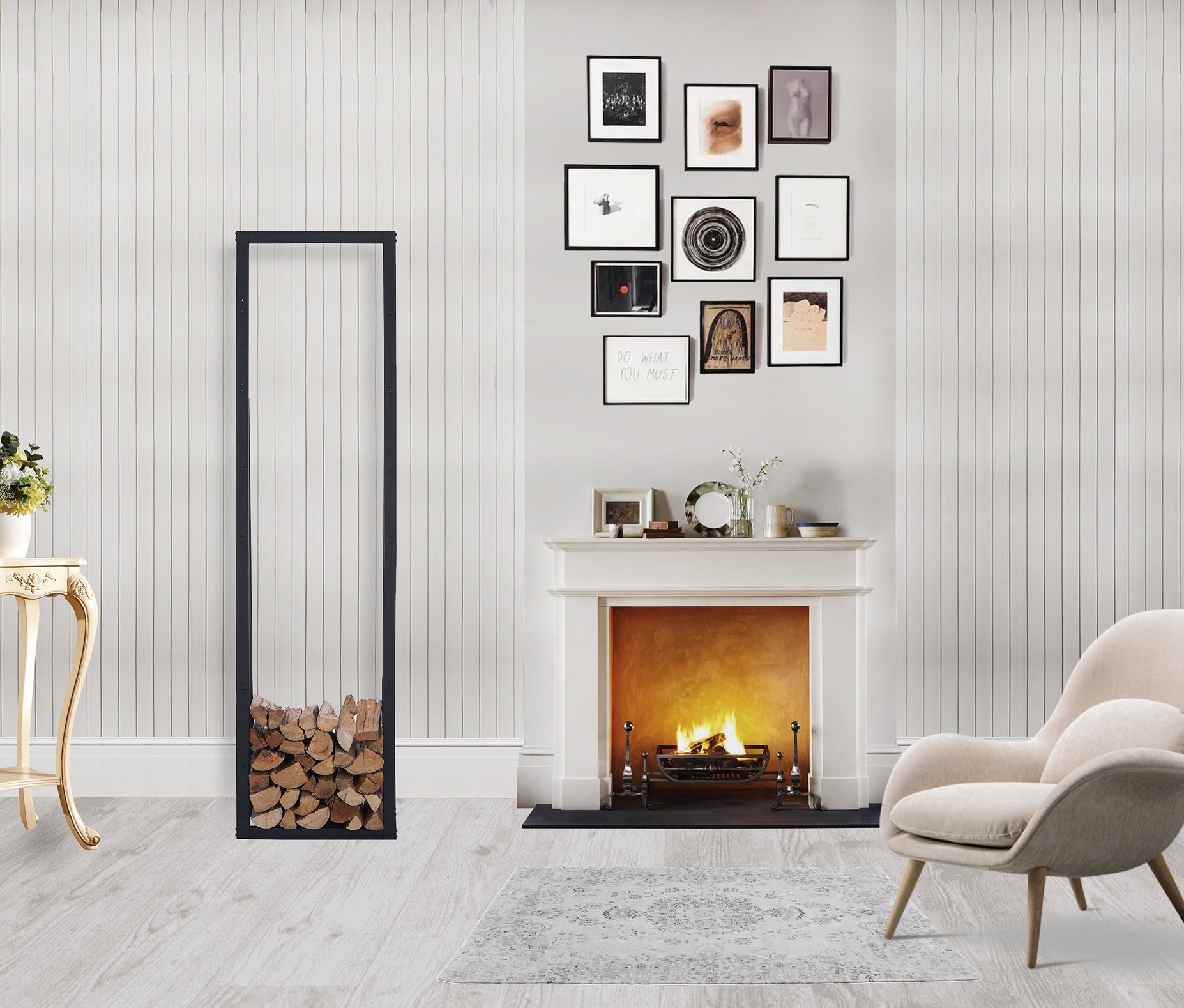 Lendo Online Brandhoutrek 50x25x196cm draagtas zwart staal