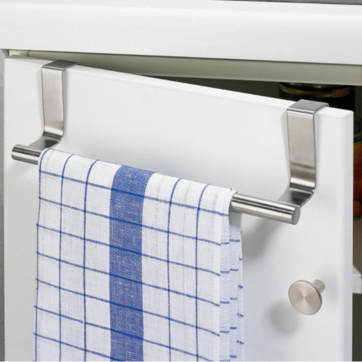 Handdoekhouder Keuken RVS - Handdoekrek en Theedoek Houder / Stang voor Kastdeur - Vaatdoekhouder