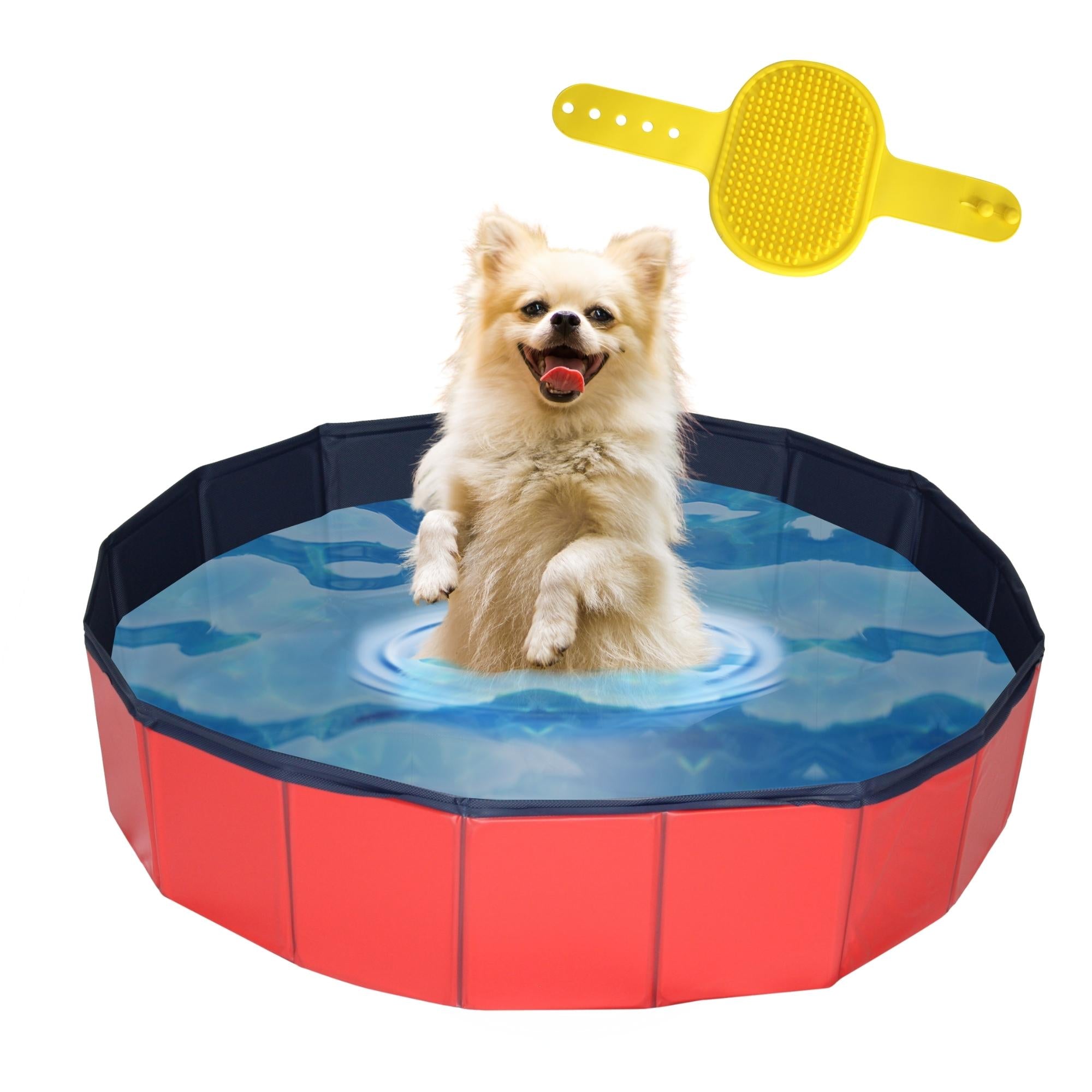 Lendo Online Piscine pour chiens avec brosse Ø120x30cm PVC rouge