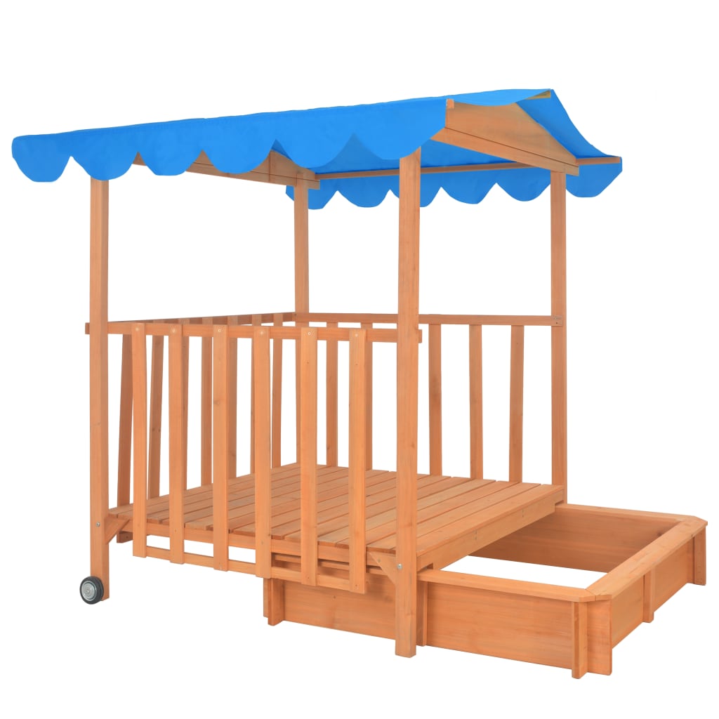 Kinderspeelhuis met zandbak UV50 vurenhout blauw