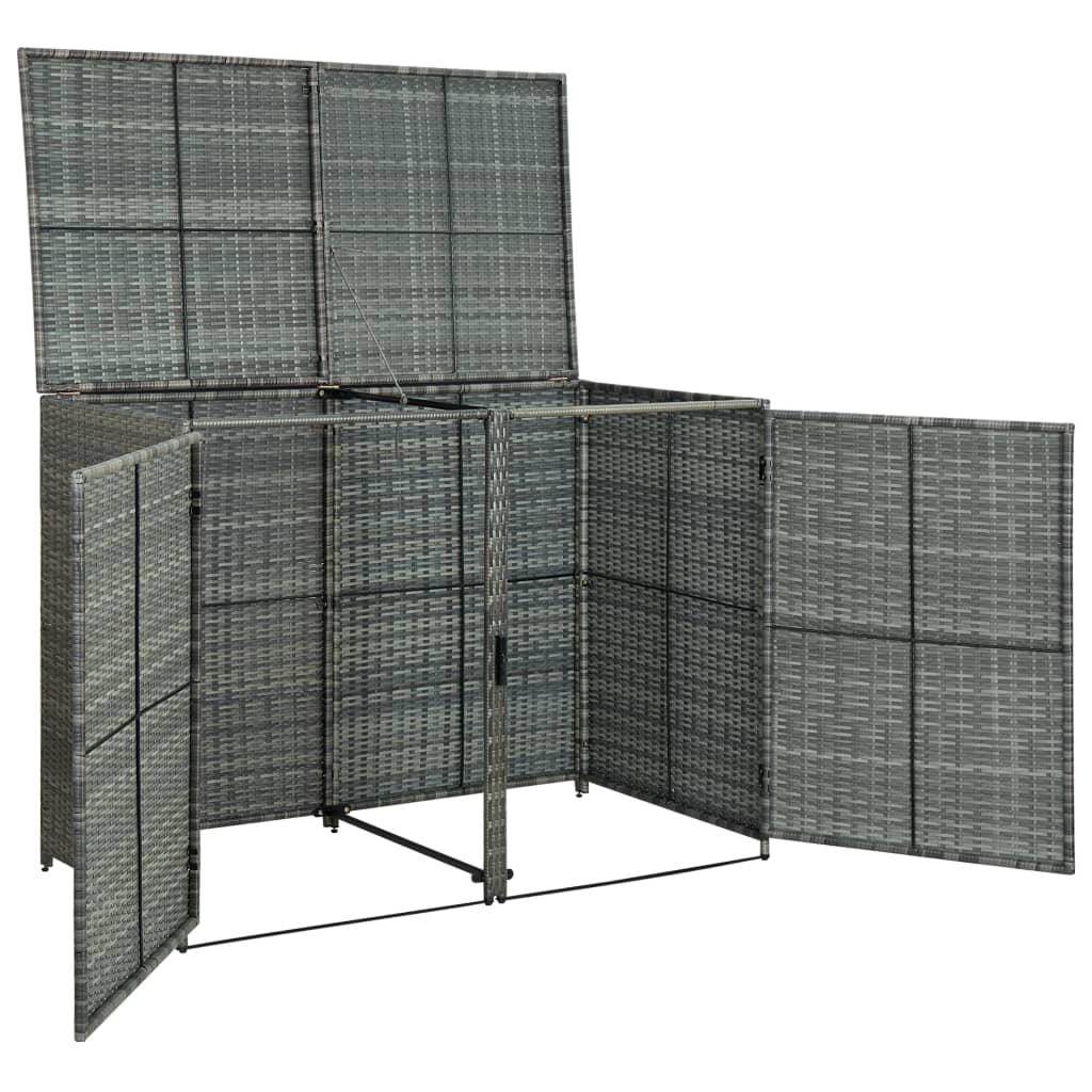 Containerberging dubbel 148x77x111 cm poly rattan antraciet