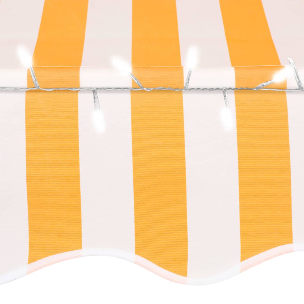 Luifel handmatig uittrekbaar met LED 150 cm wit en oranje