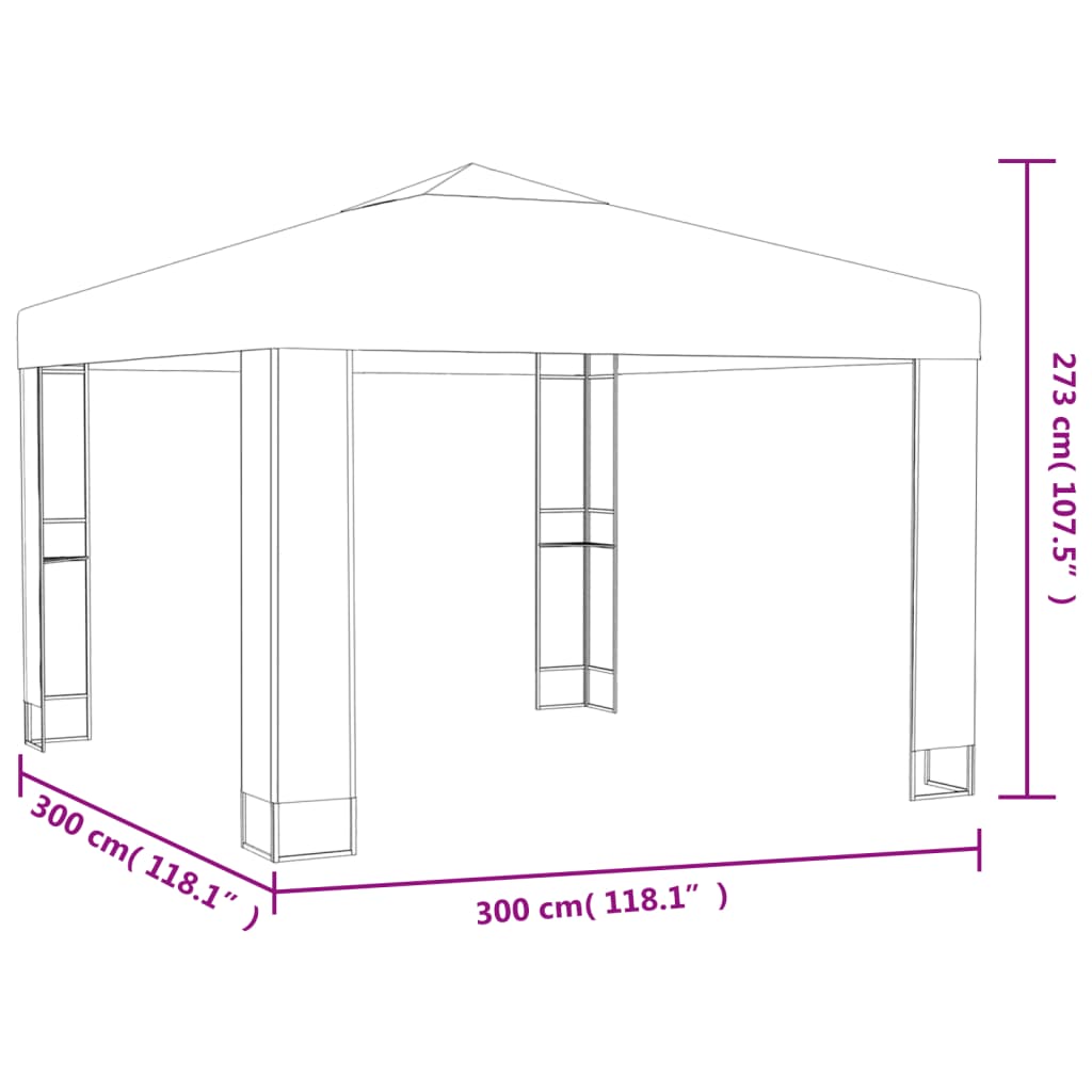Prieel met dubbel dak 3x3 m antraciet