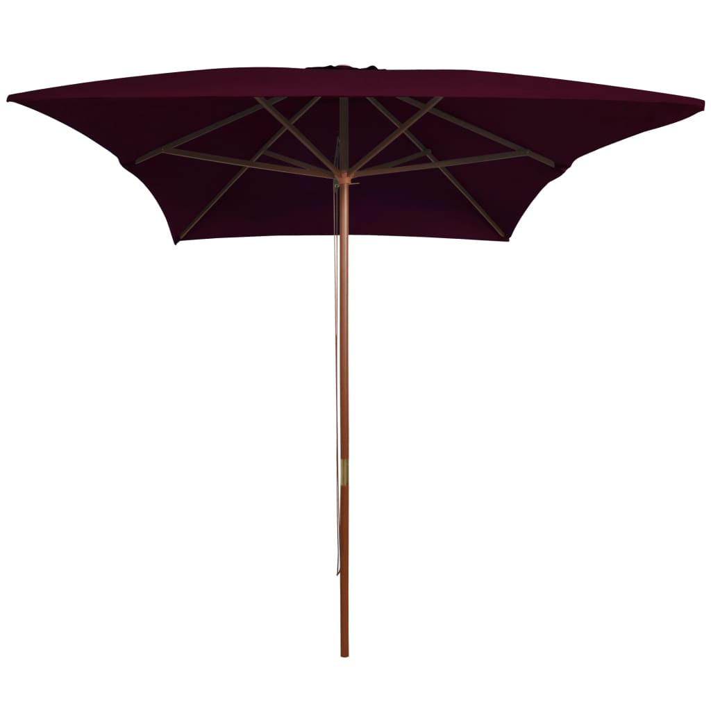 Parasol met houten paal 200x300 cm bordeauxrood