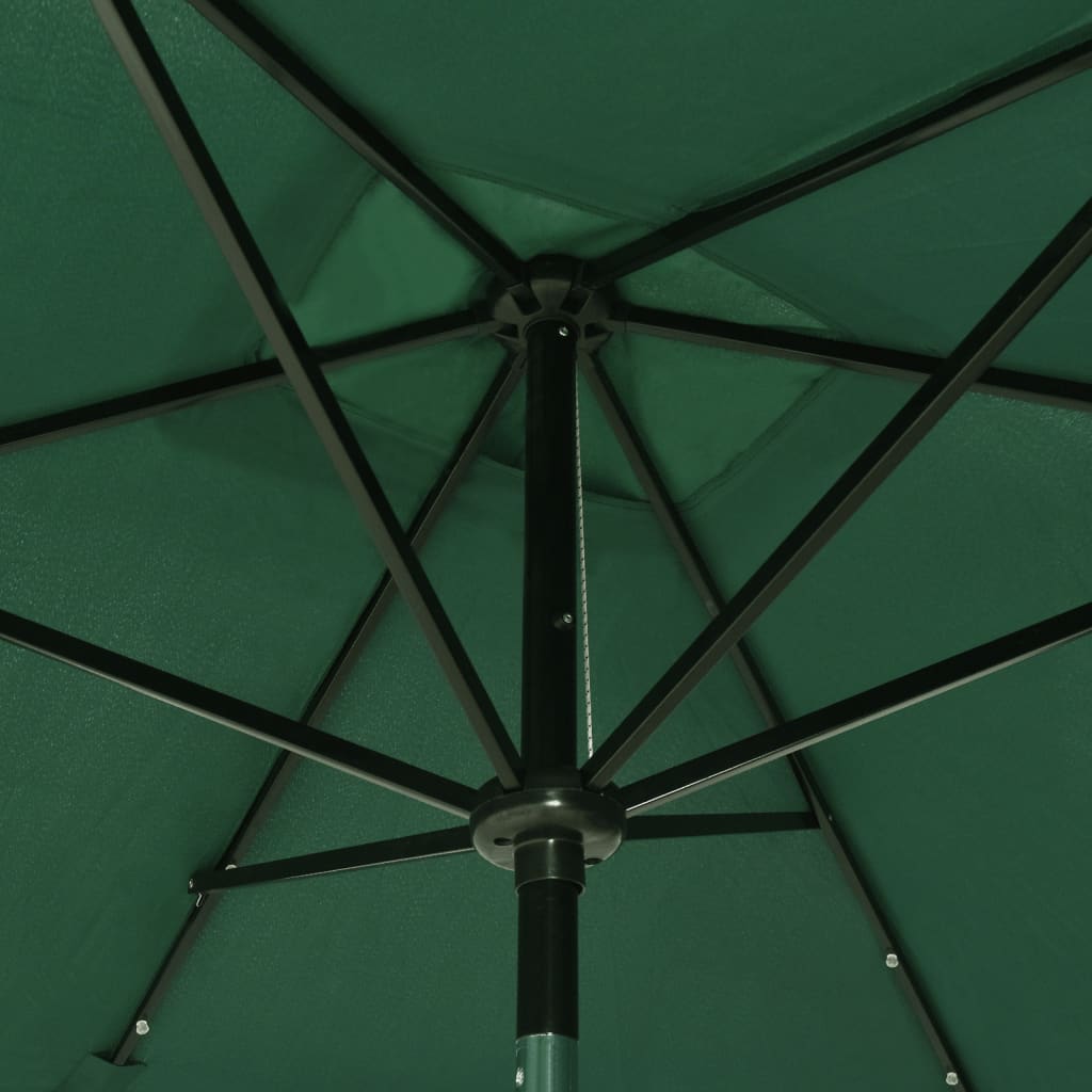 Parasol met LED's en stalen paal 2x3 m groen