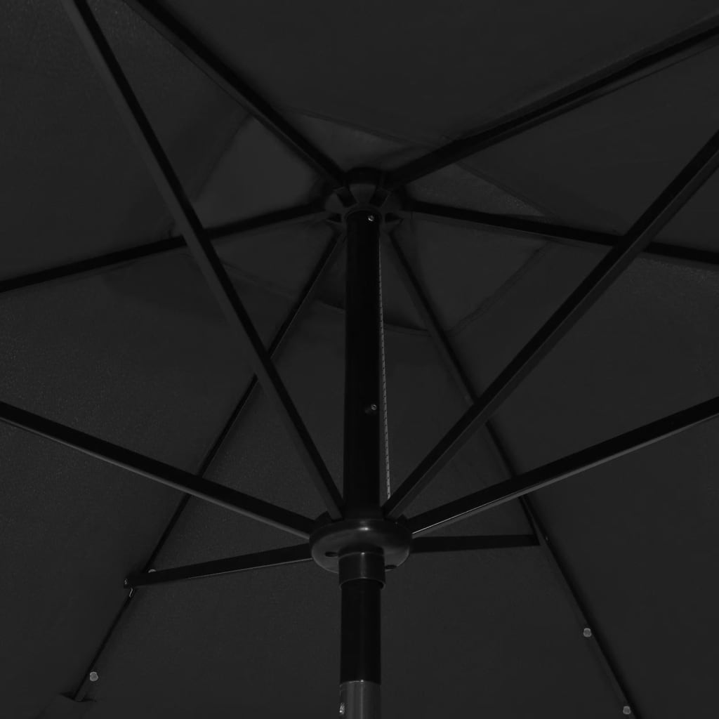 Parasol met LED's en stalen paal 2x3 m zwart