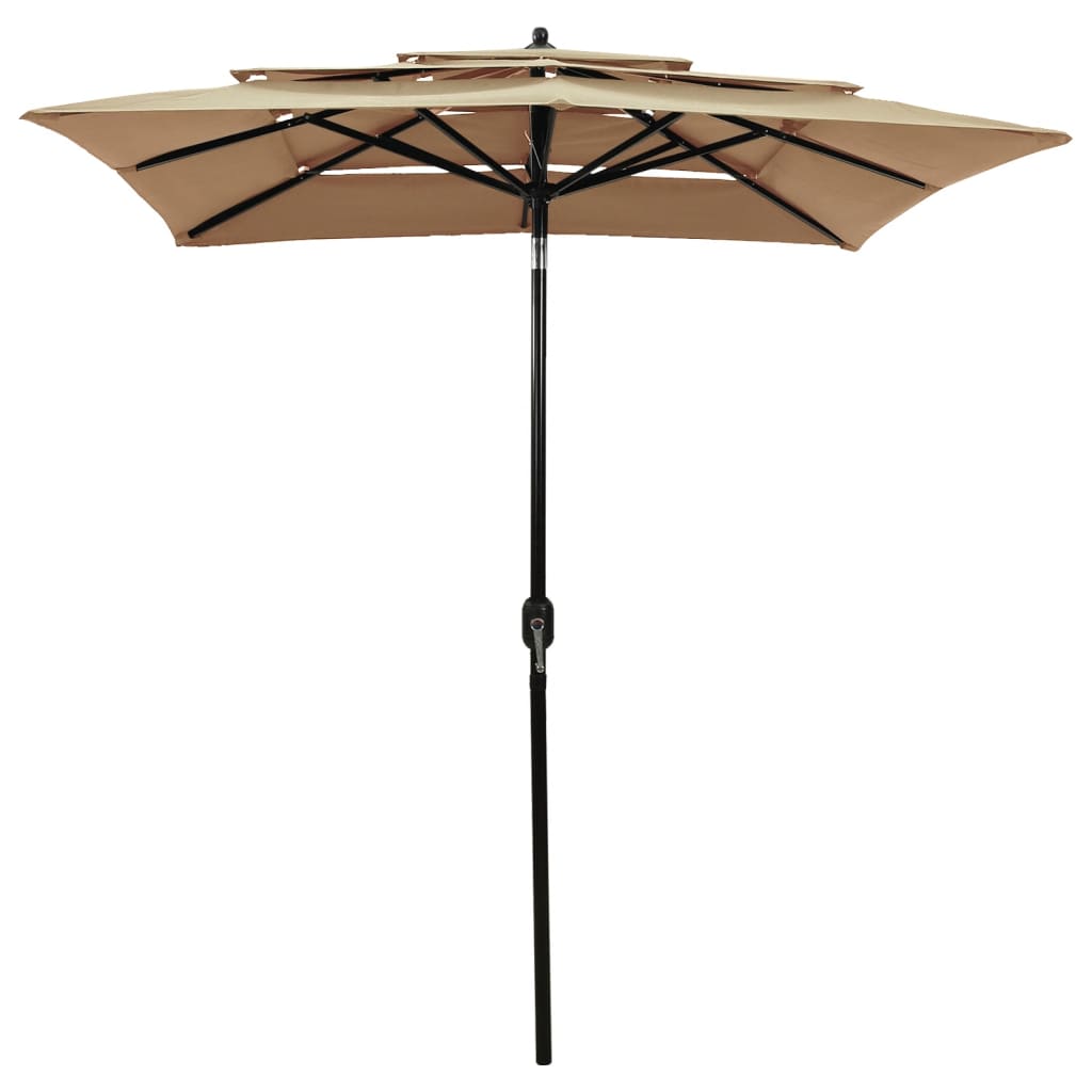 Parasol 3-laags met aluminium paal 2x2 m taupe